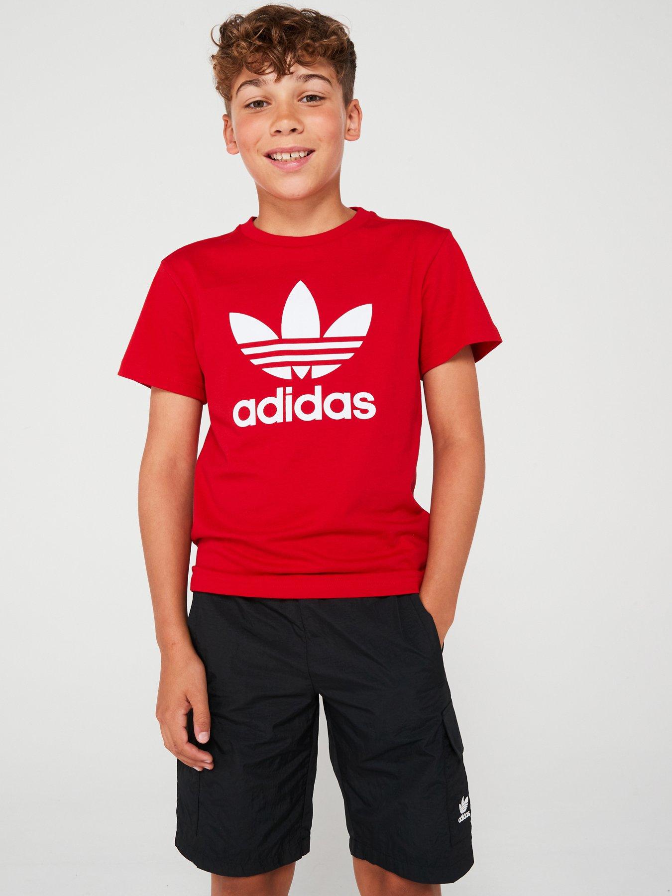 adidas-originals-older-unisex-trefoil-t-shirt-dark-red