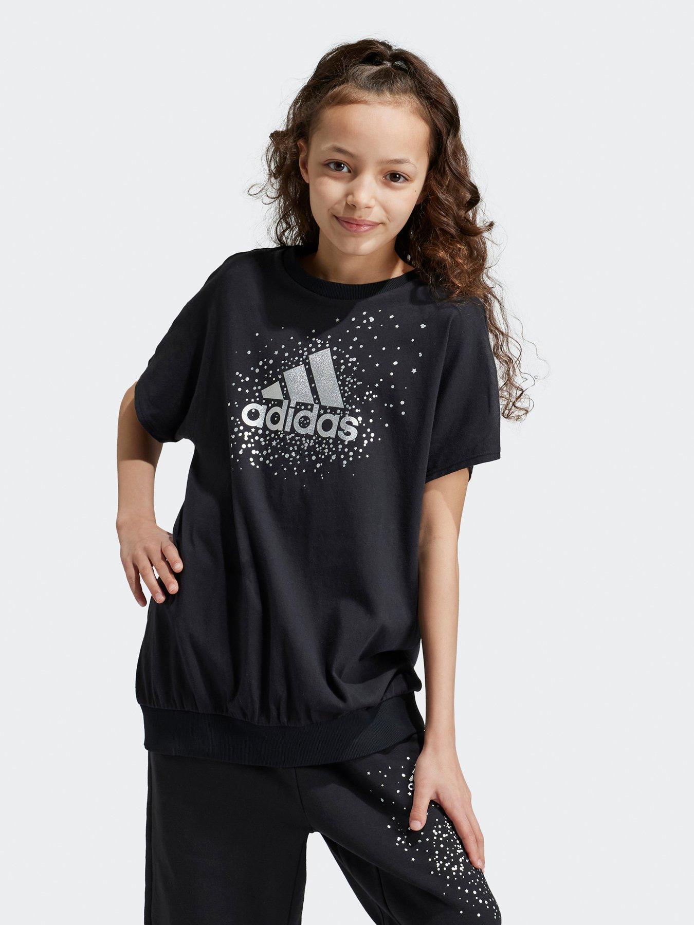 Girls black adidas top online