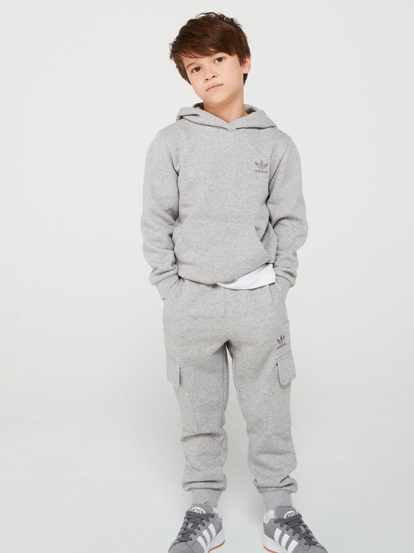 Grey adidas tracksuit kids online