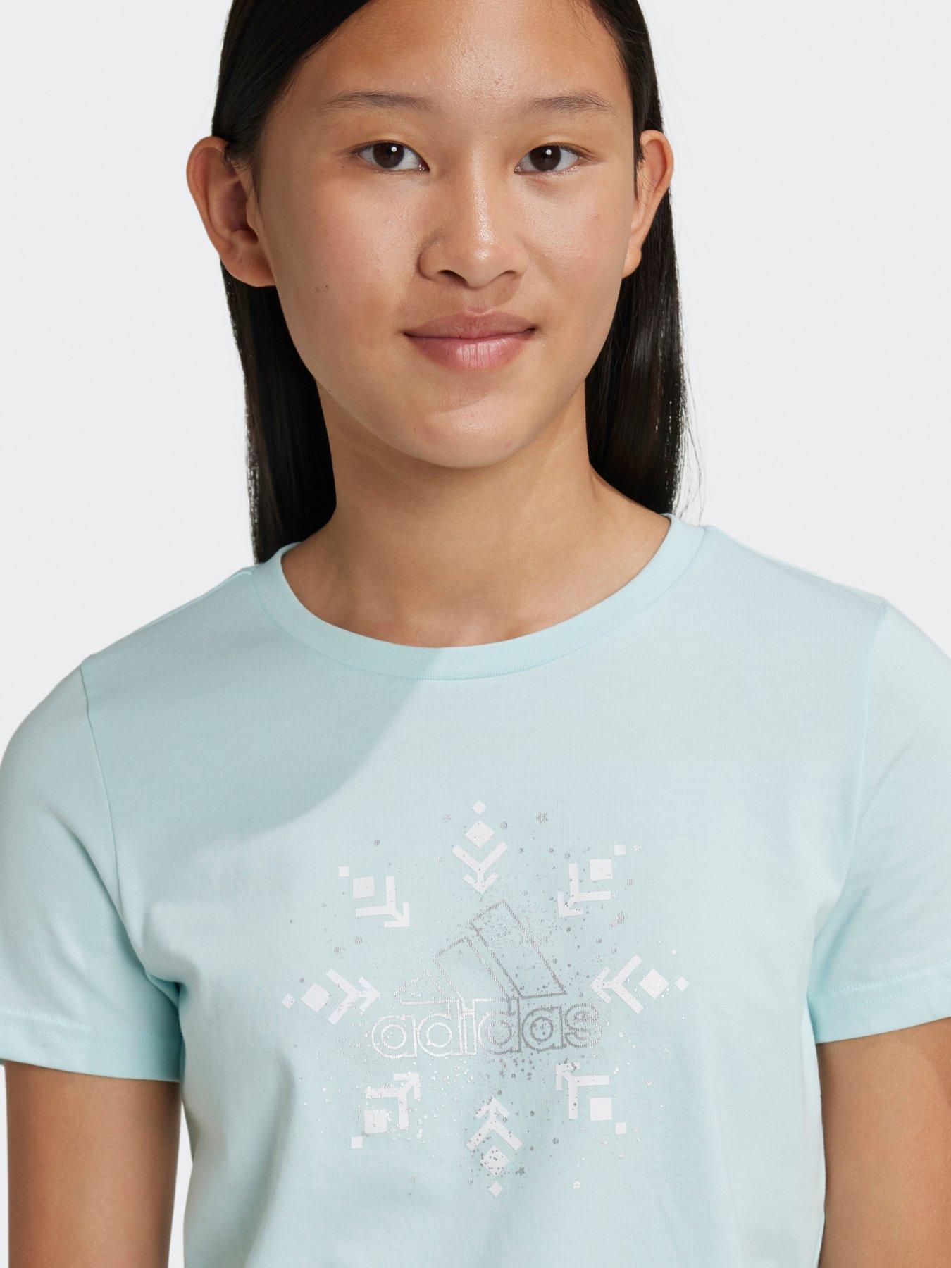 adidas-sportswear-older-girls-xpress-glam-tee-turquoiseoutfit