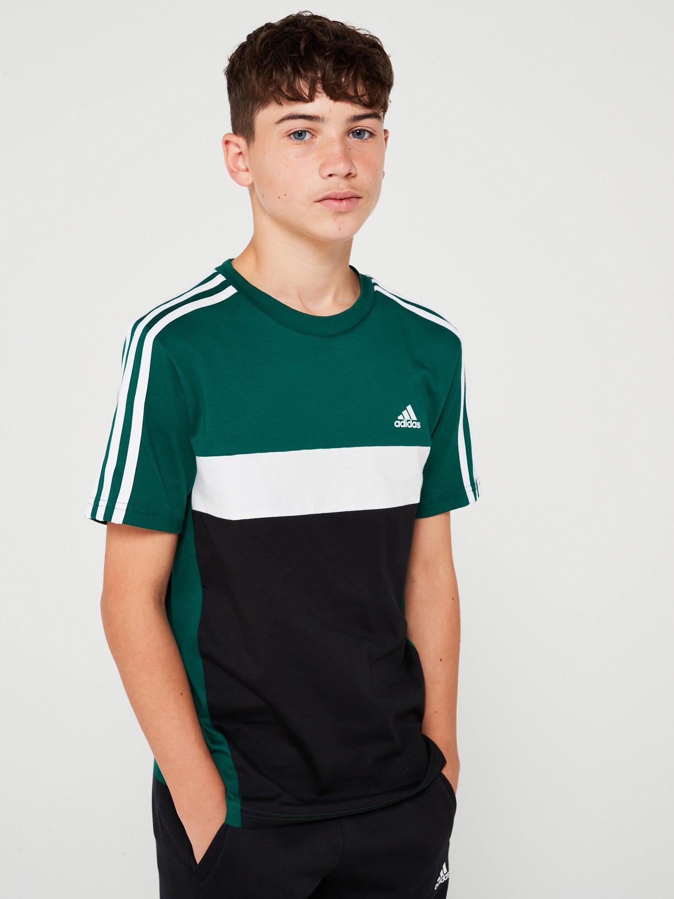 adidas-sportswear-older-unisex-3-stripe-tiberio-short-sleevenbspt-shirtnbsp--greenblack