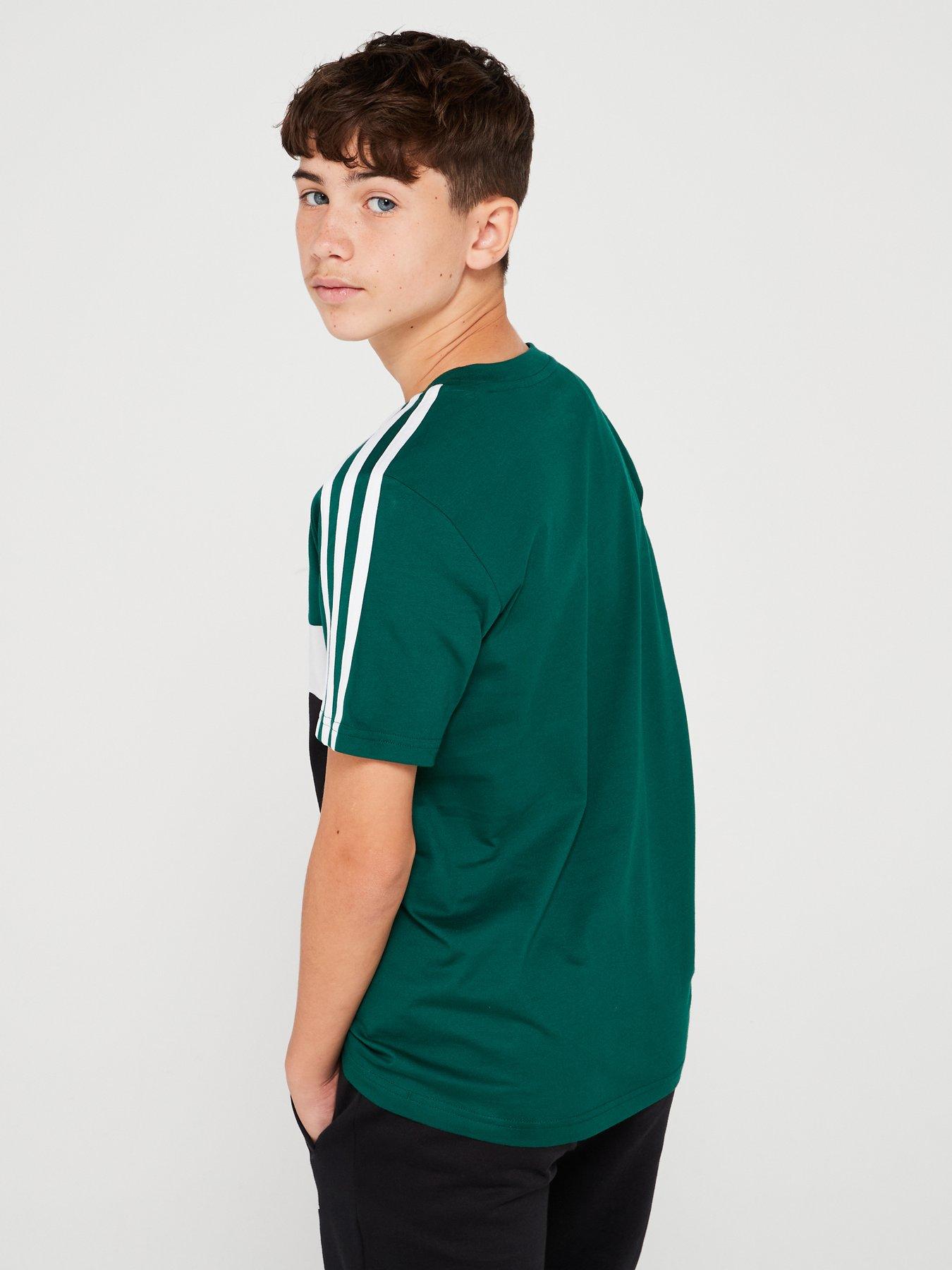 adidas-sportswear-older-unisex-3-stripe-tiberio-short-sleevenbspt-shirtnbsp--greenblackstillFront