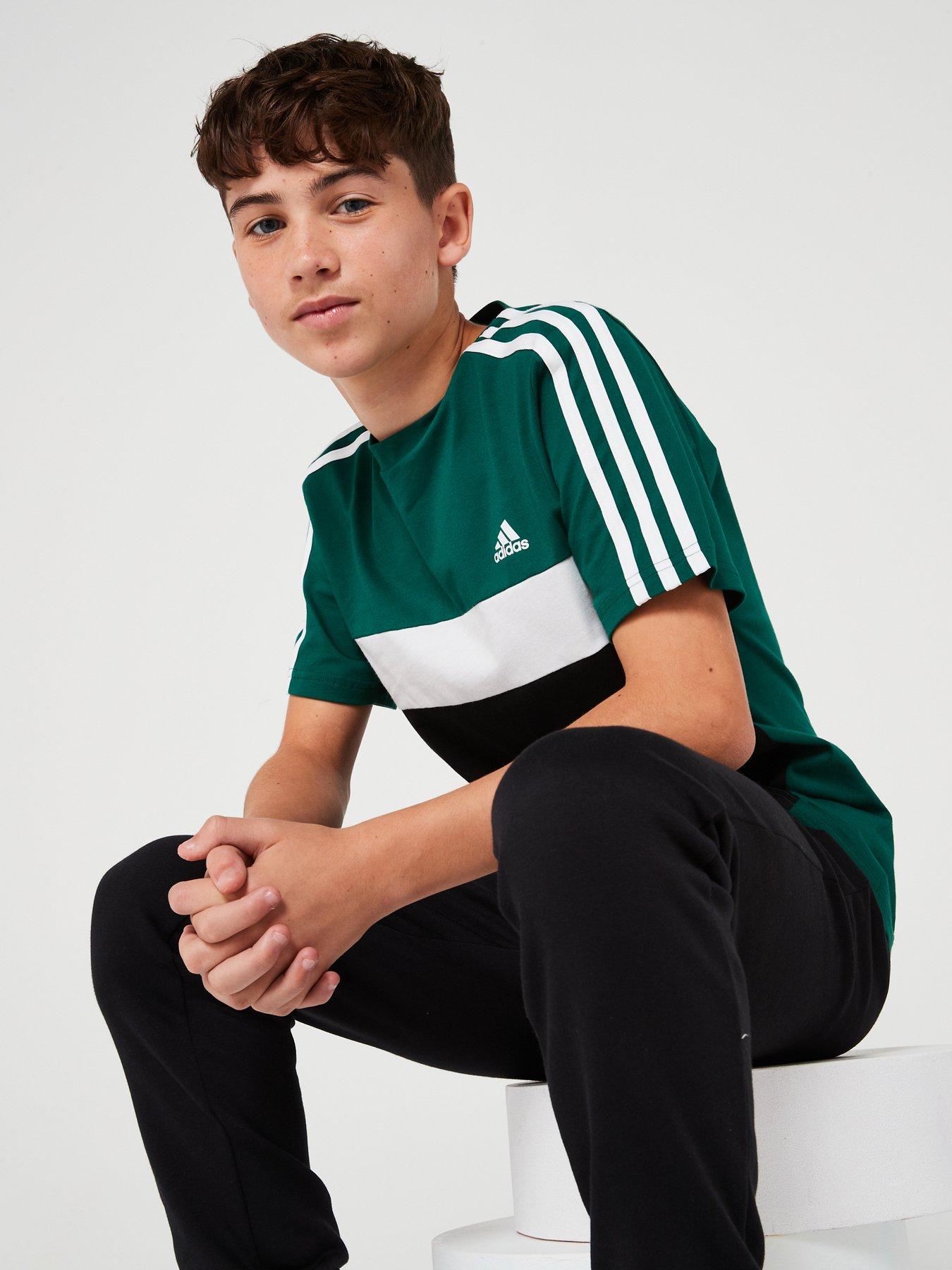 adidas-sportswear-older-unisex-3-stripe-tiberio-short-sleevenbspt-shirtnbsp--greenblackdetail