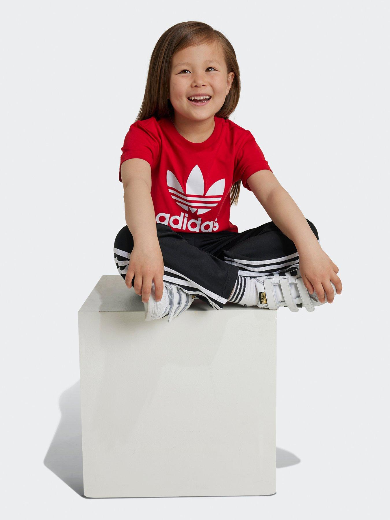 adidas-originals-unisex-kids-trefoil-tee-dark-redstillFront