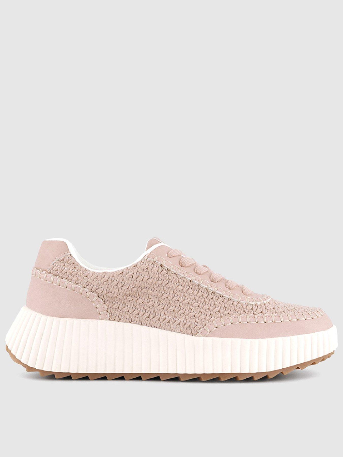 office-flo-knitted-lace-up-runner-trainer-blush