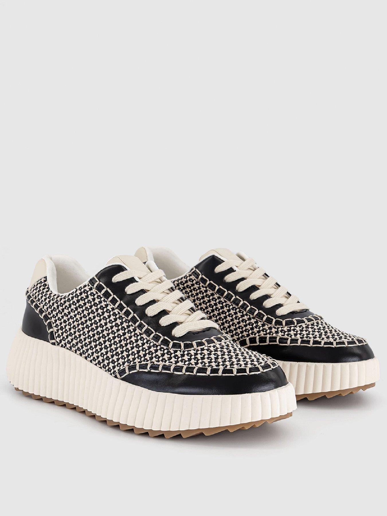 office-flo-knitted-lace-up-trainer-blackwhitestillFront