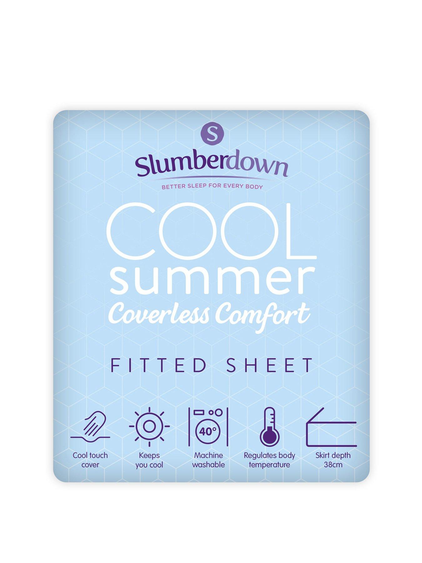 undefined Slumberdown Cool Summer Fitted Bedsheet, Double -Blue