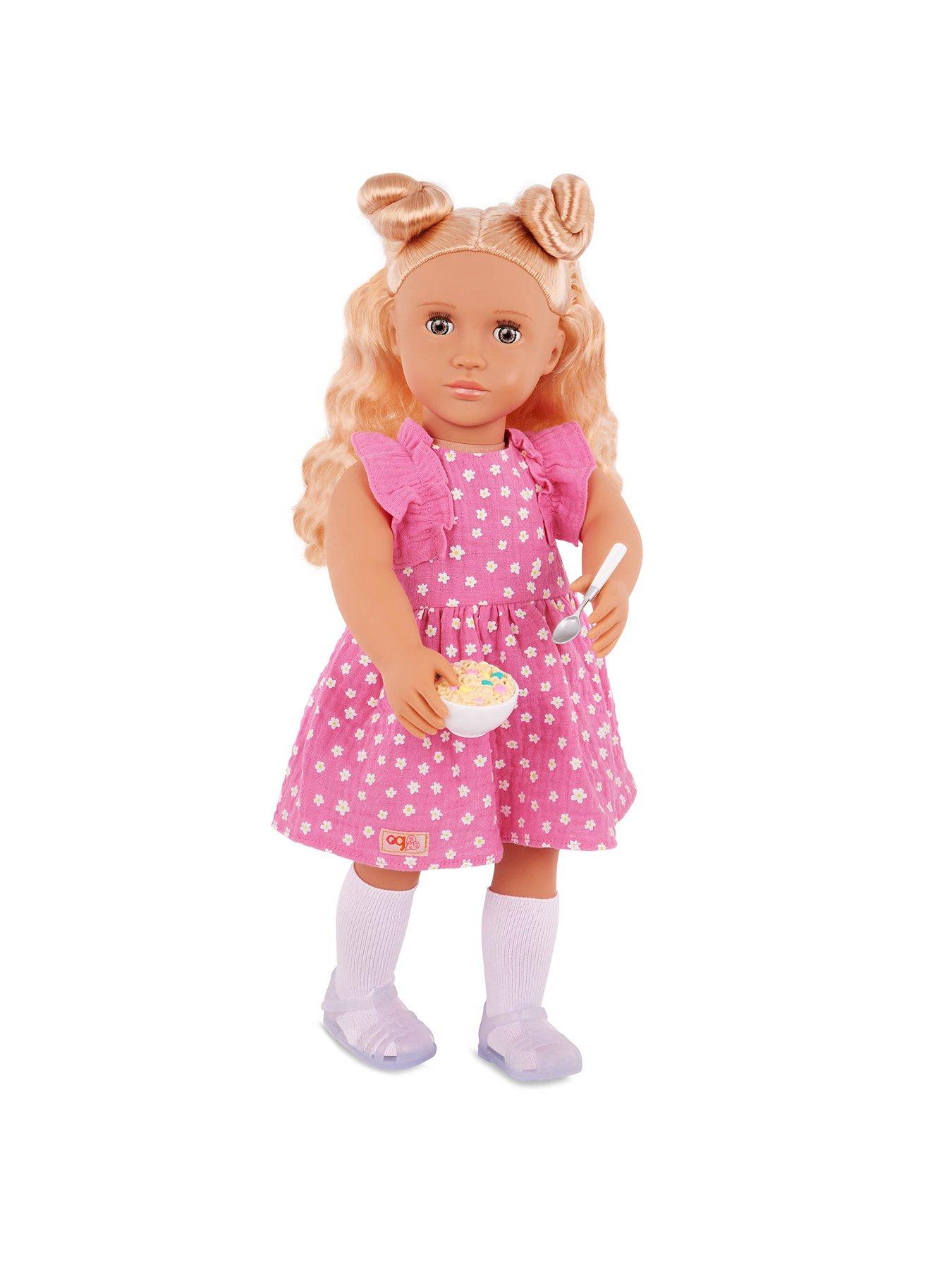 our-generation-gillian-46-cm-doll-with-pink-dress-rainbow-pajama-outfitstillFront