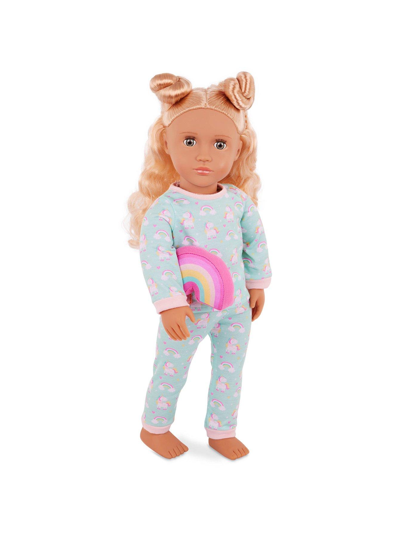 our-generation-gillian-46-cm-doll-with-pink-dress-rainbow-pajama-outfitback