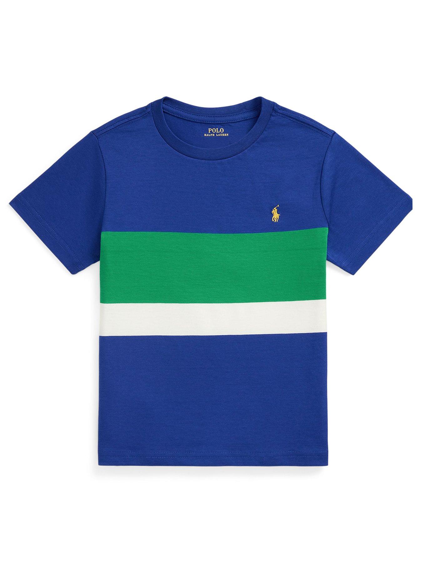 Image 1 of 2 of Polo Ralph Lauren Boys Short Sleeve Colour Block T-Shirt - Blue