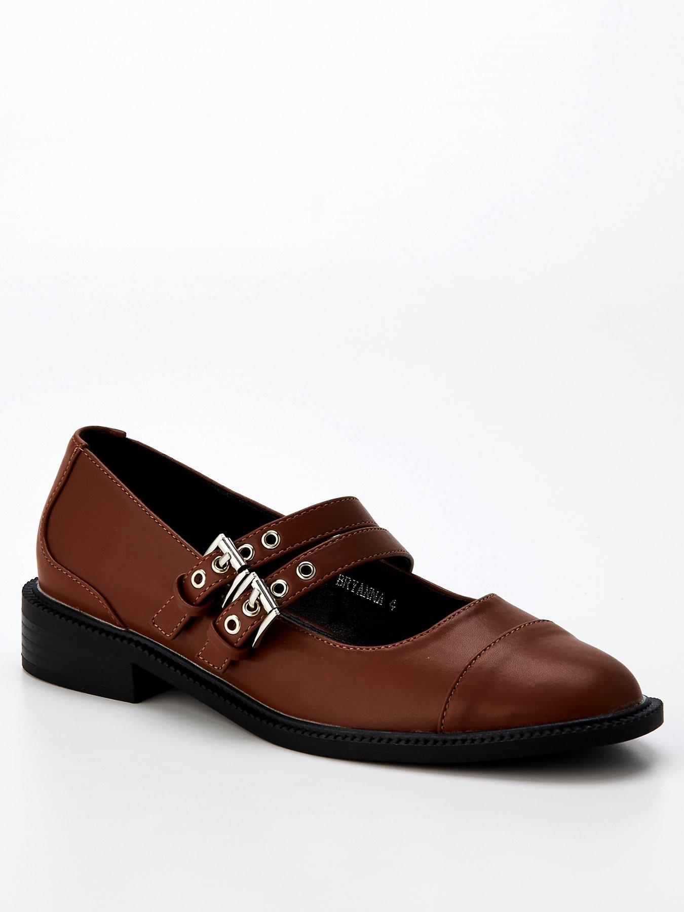 raid-bryanna-buckle-flat-shoe-brownstillFront