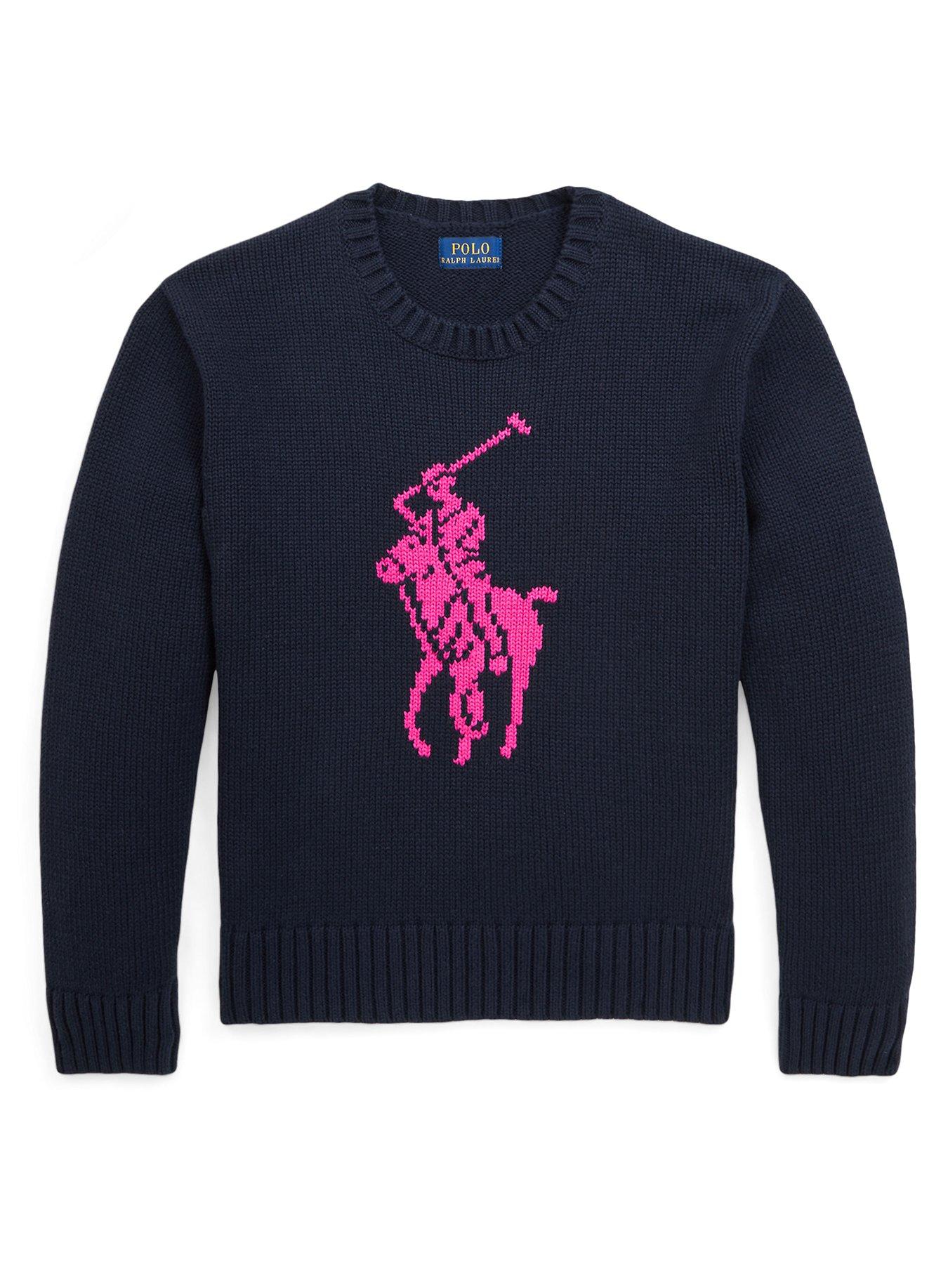 undefined Girls Large Pony Knit Jumper - Navy