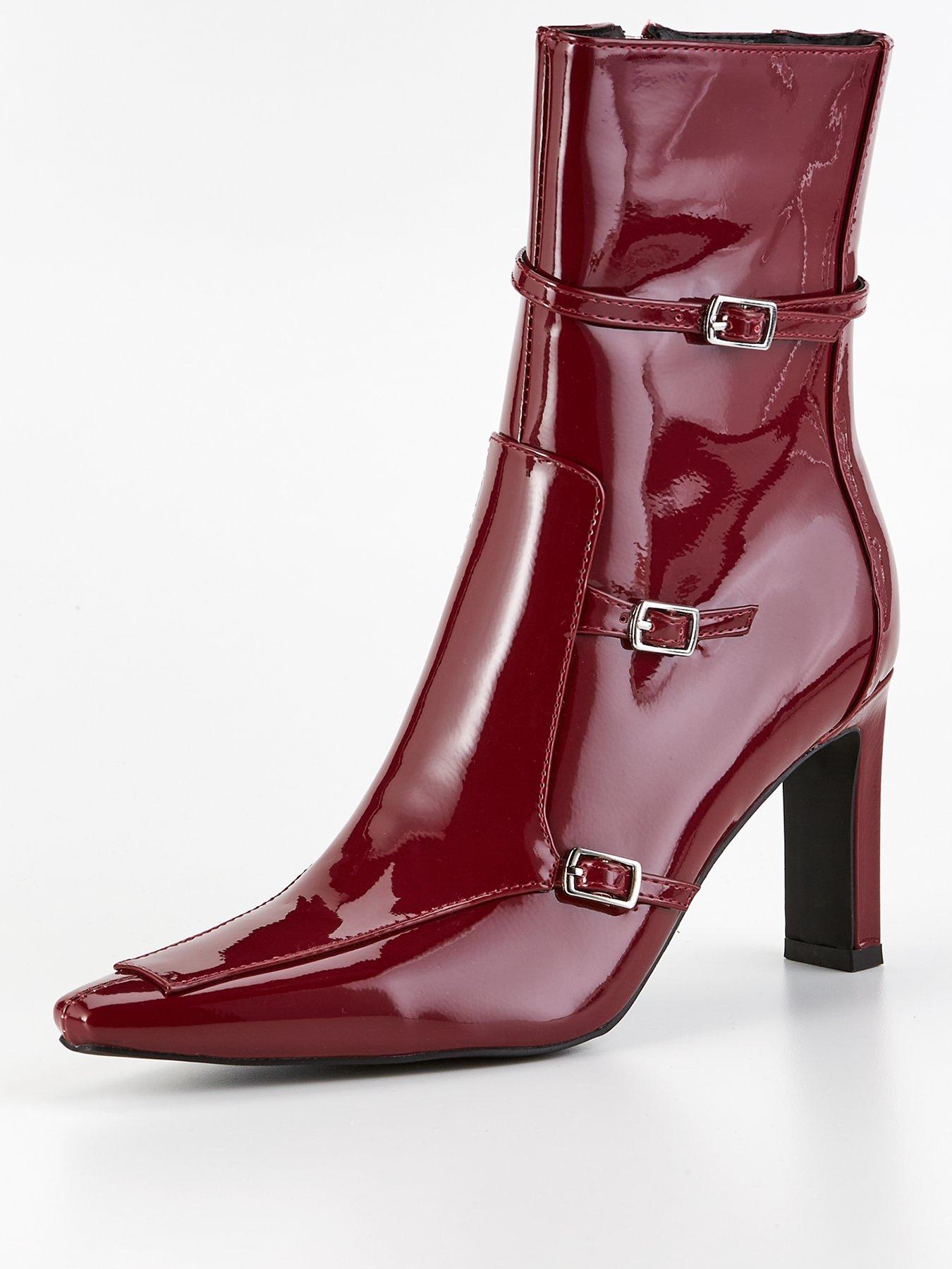 raid-brinkley-buckle-ankle-boot-burgundystillFront