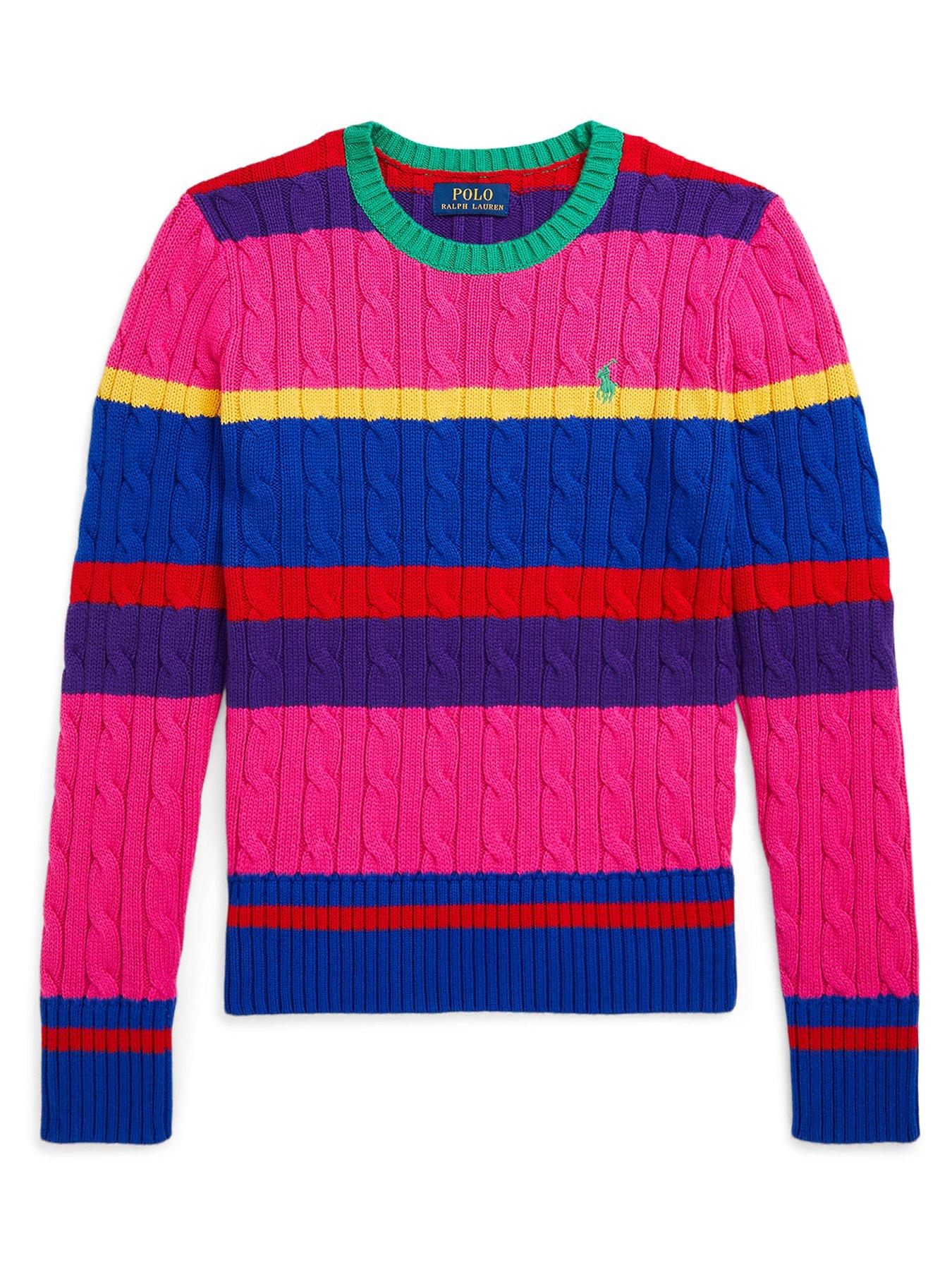 undefined Girls Stripe Cable Jumper - Multi