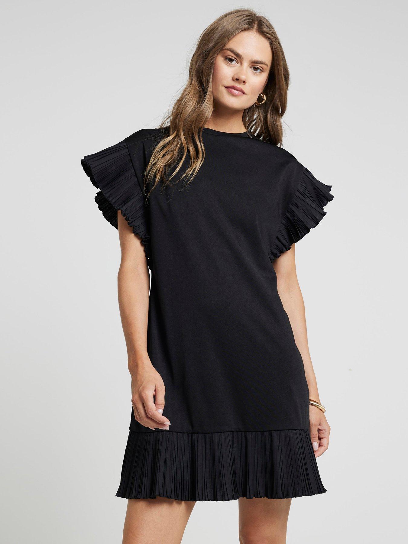 river-island-frilled-sleeve-t-shirt-dress-black