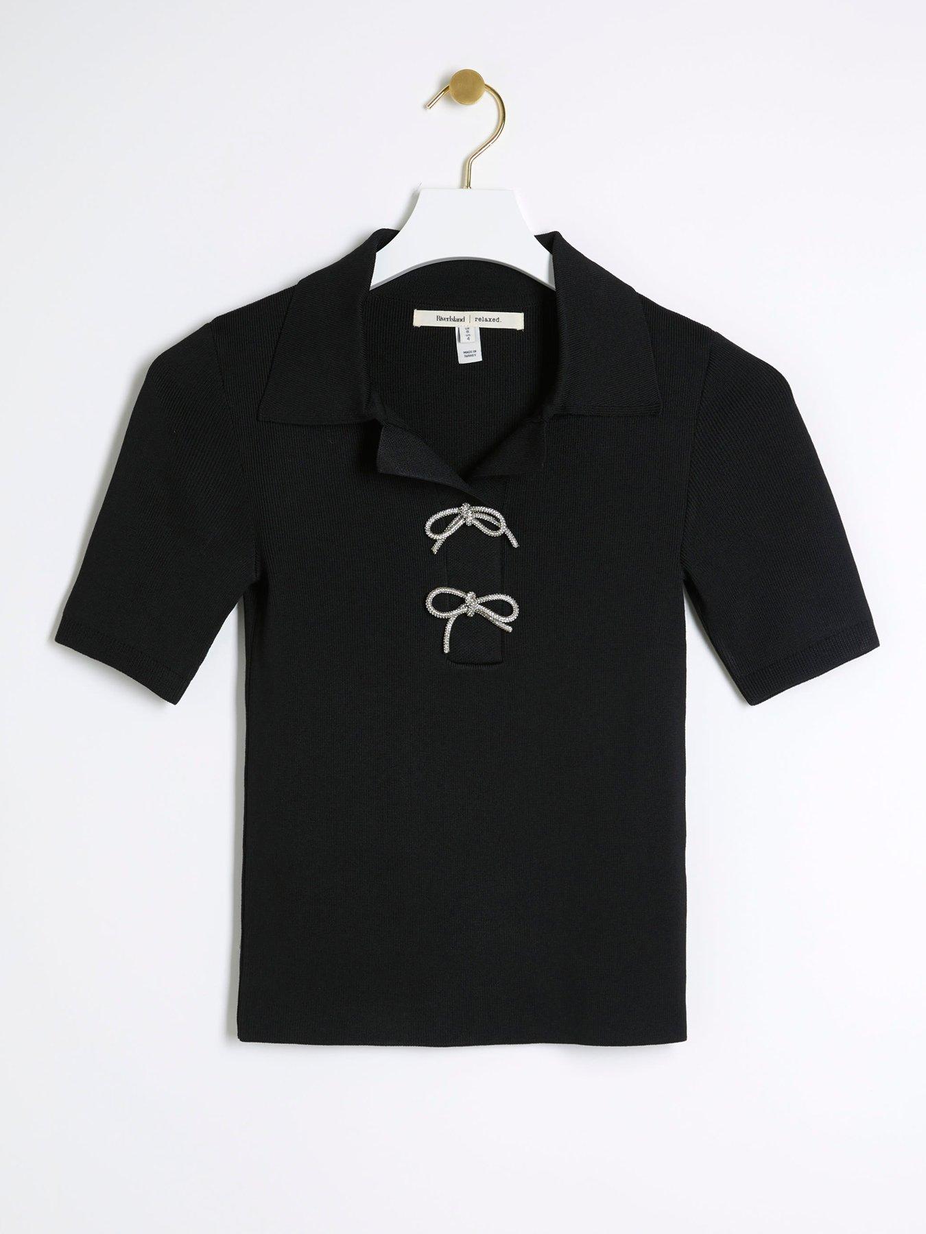 river-island-bow-detail-polo-top-blackdetail