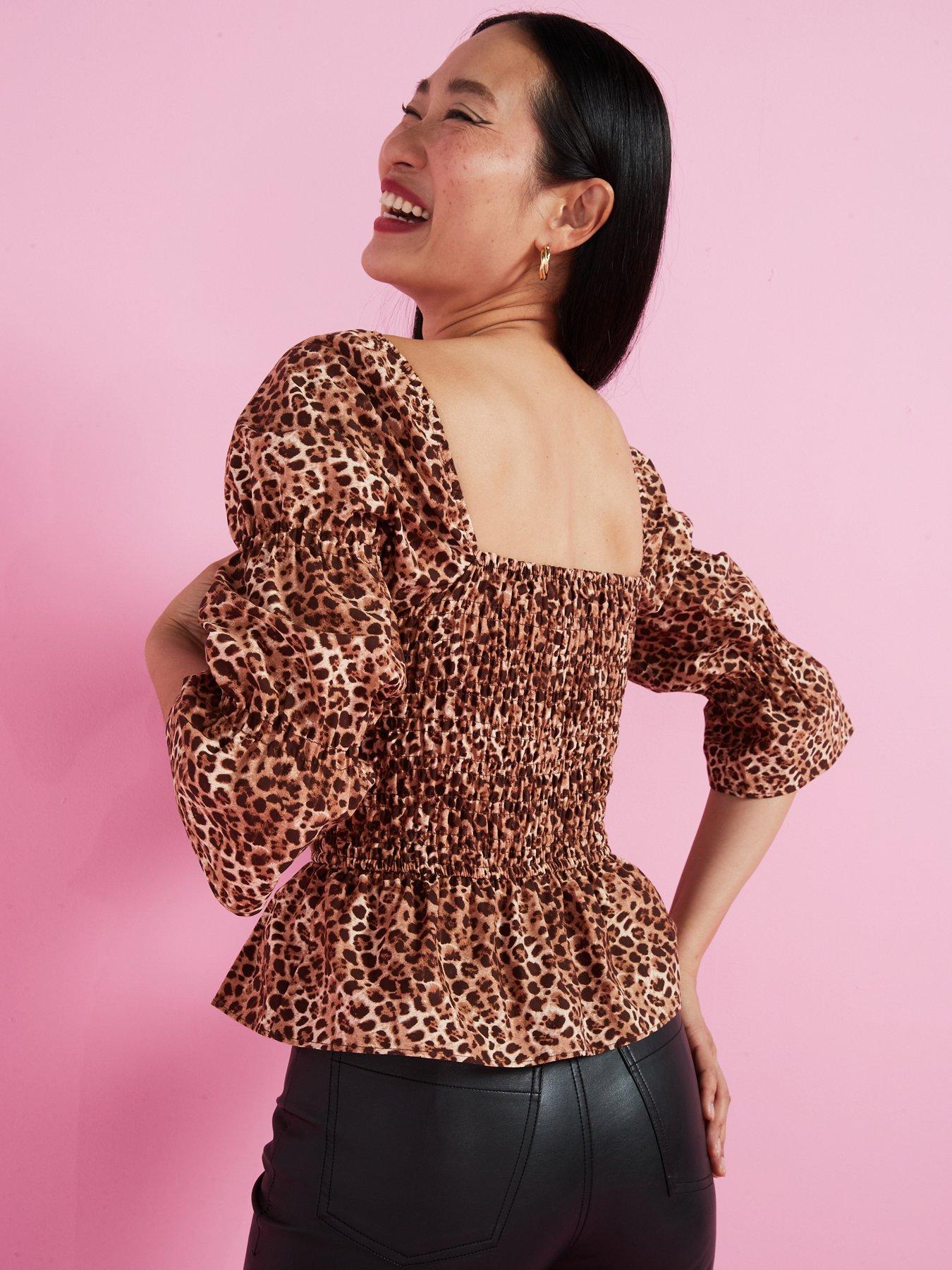 river-island-leopard-printnbspshirred-detail-top-brownstillFront