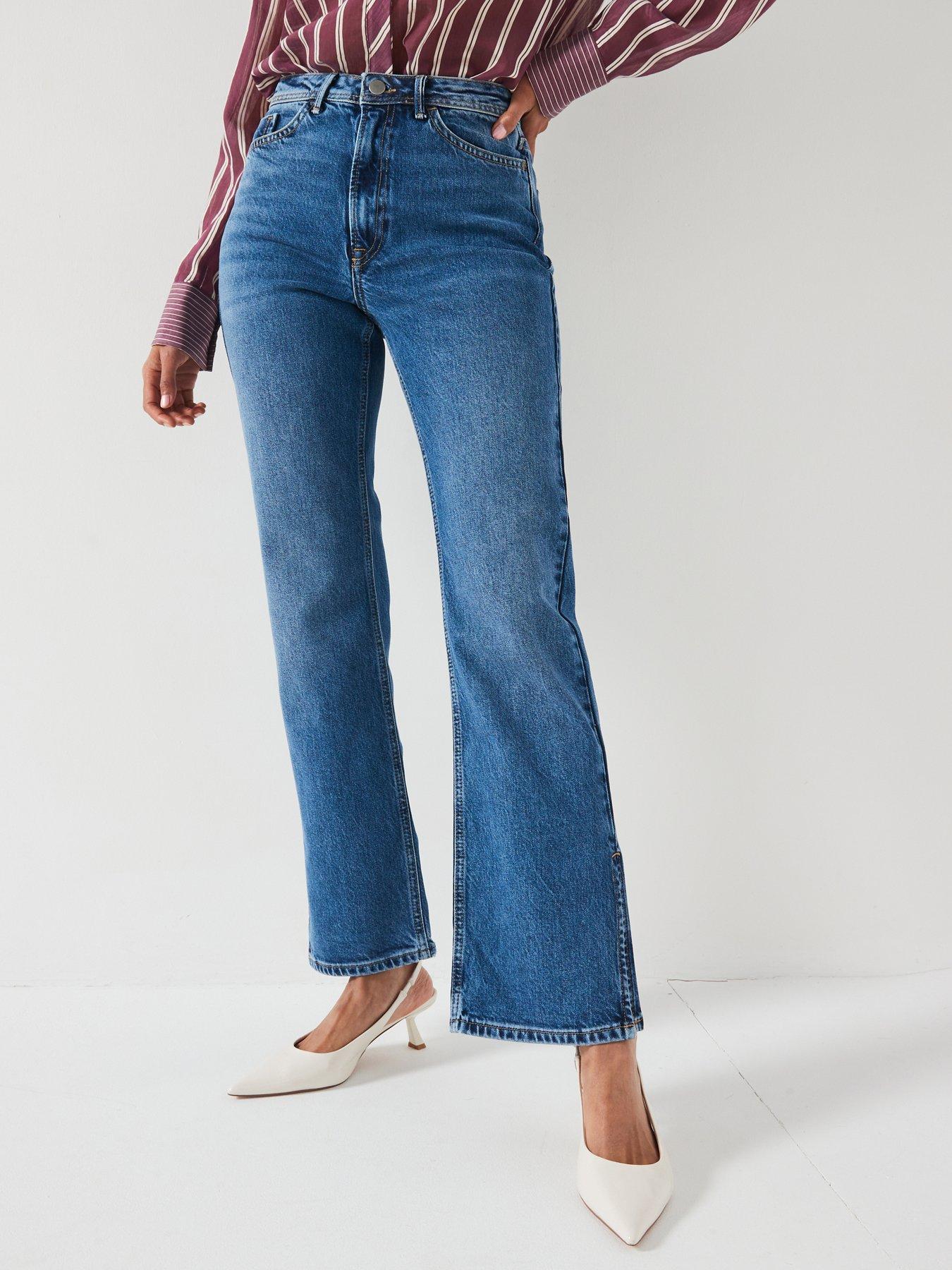 V by Very Split Hem Straight Leg Jeans - Midi Wash