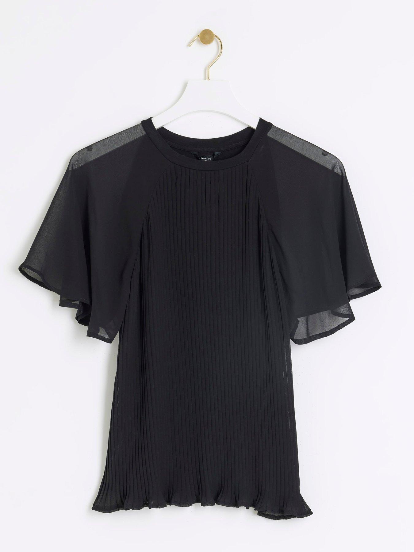 river-island-hybrid-pleated-t-shirt-blackdetail