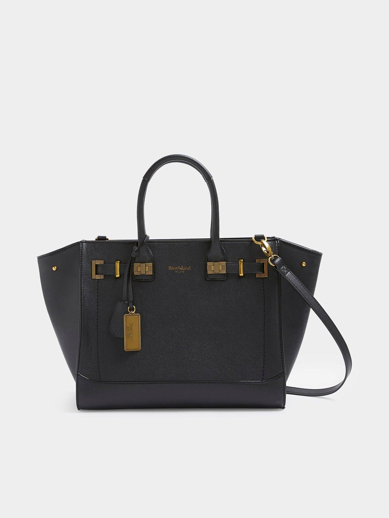 river-island-lock-tab-tote-bag-black