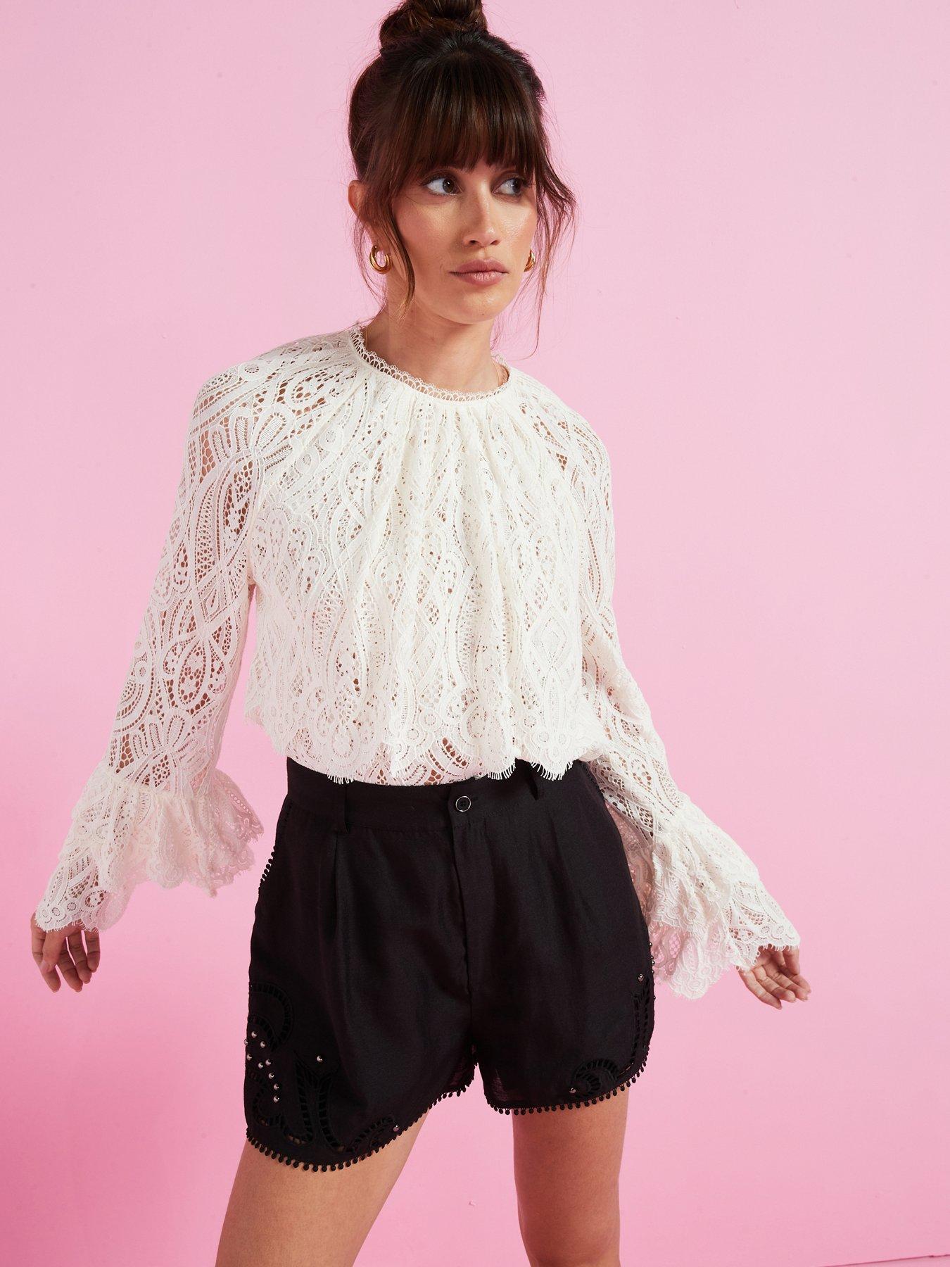 Image 1 of 6 of River Island Frill Detail Blouse - Cream