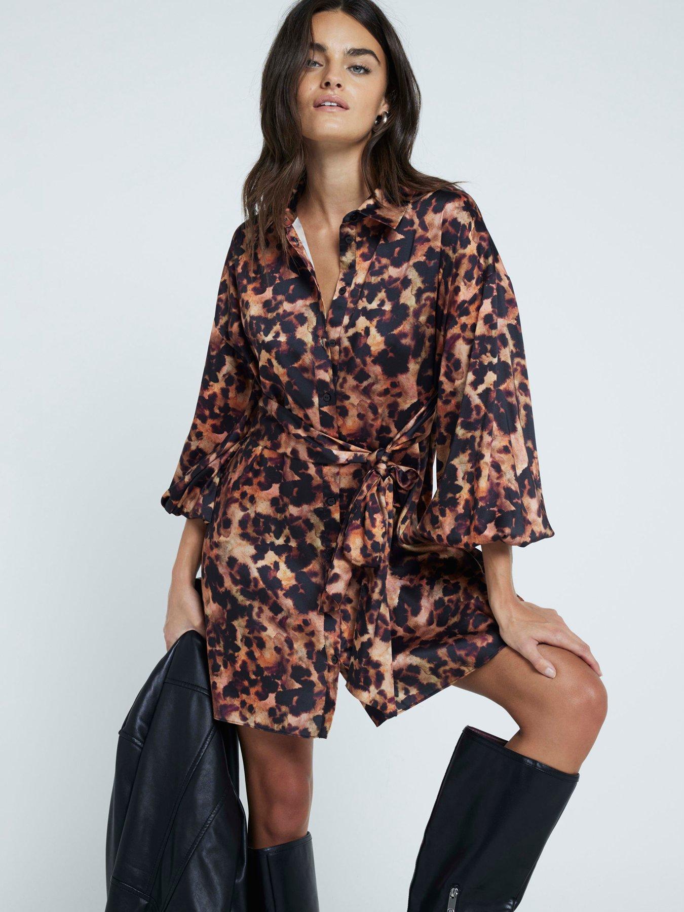 river-island-tie-front-shirt-dress-brown