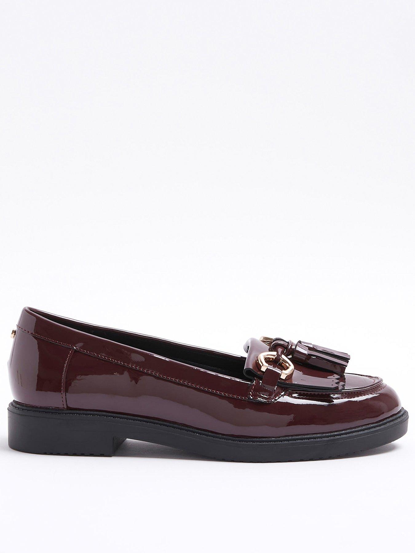 river-island-wide-fit-tassle-snaffle-loafer-dark-red