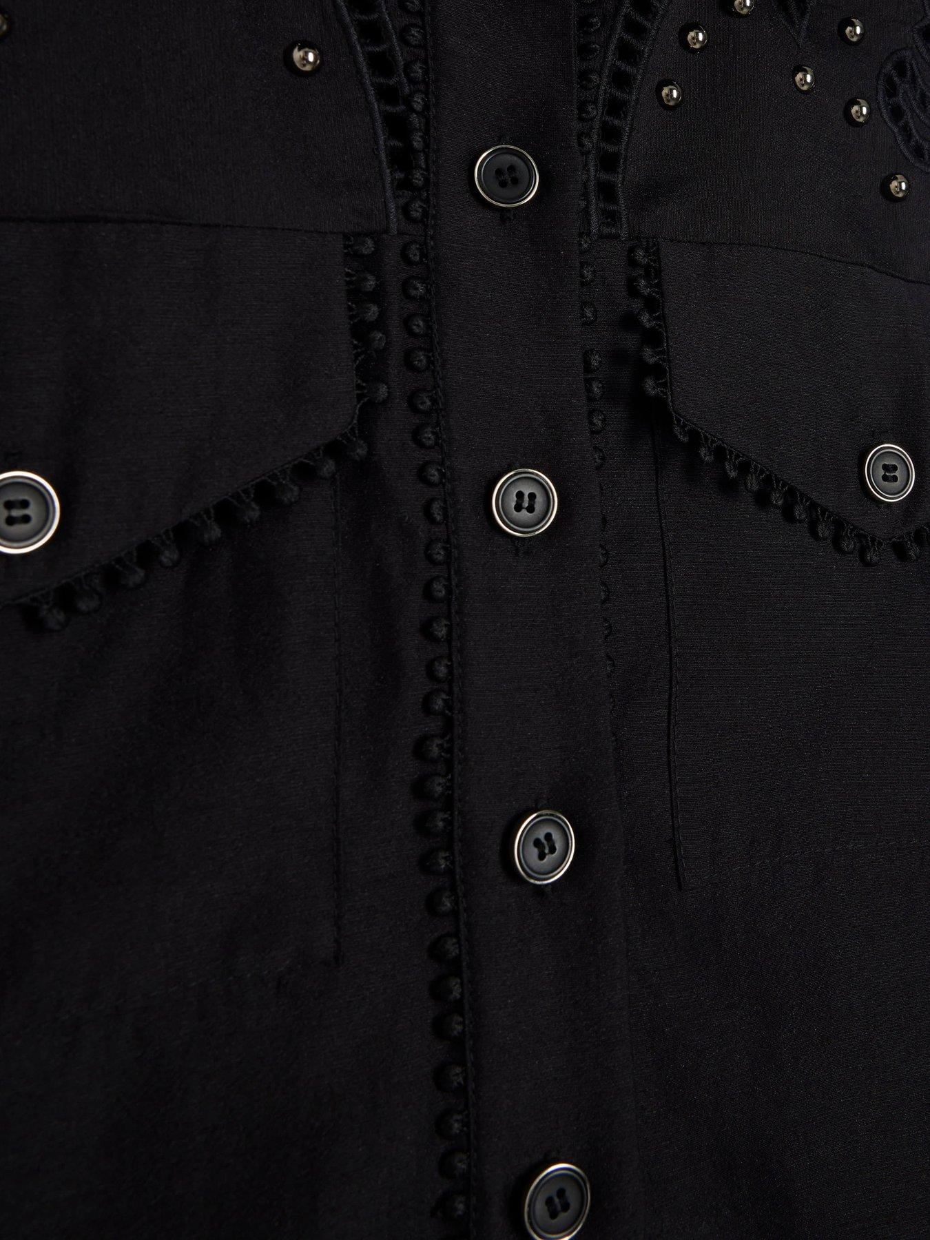 Image 5 of 6 of River Island Studded Detail Western Shirt - Black