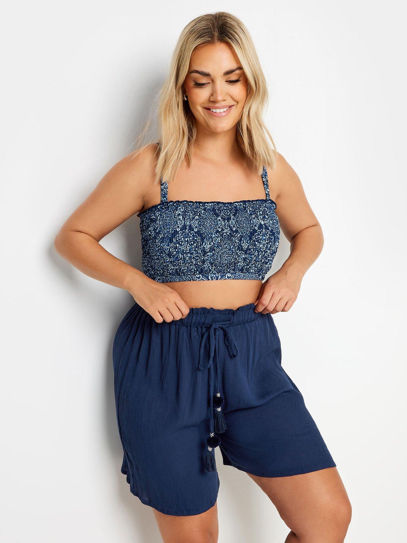 yours-curve-tassel-detail-beach-shorts-blue