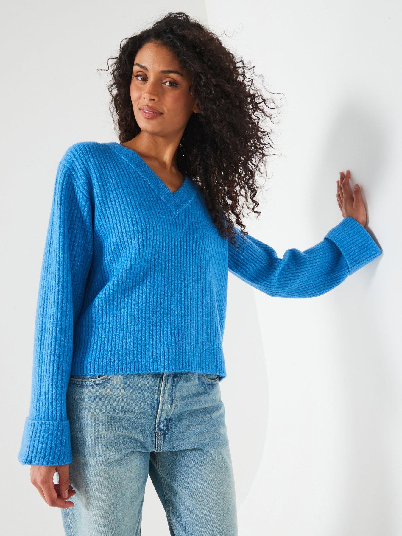 v-by-very-v-neck-turn-up-sleeve-jumper