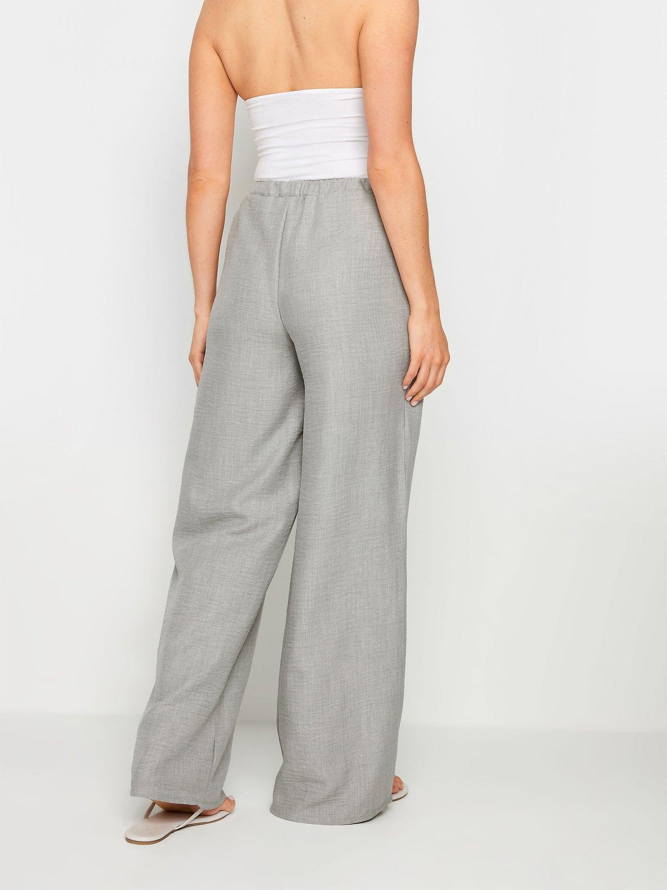 long-tall-sally-tall-textured-wide-leg-trousers-greystillFront