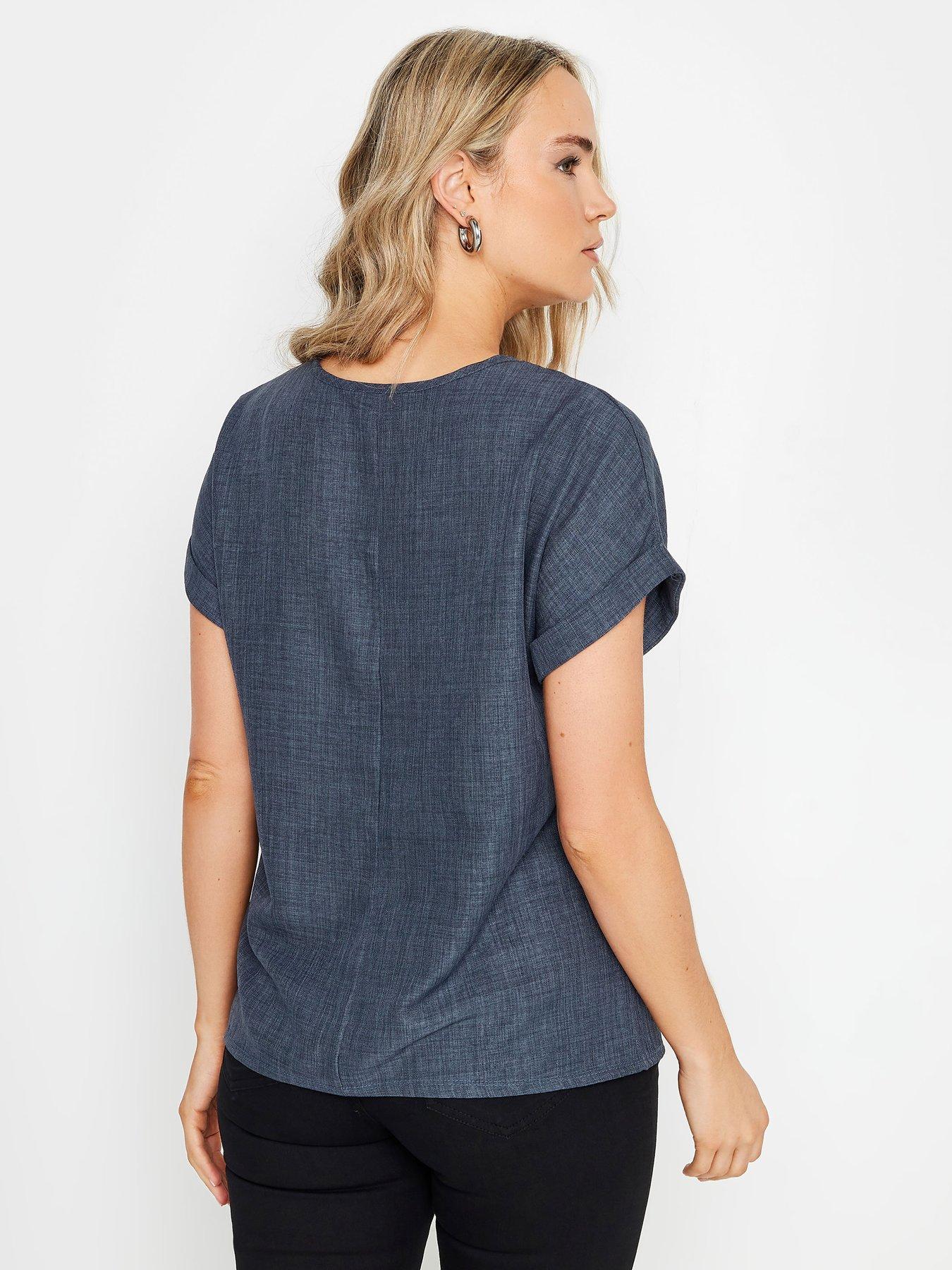 long-tall-sally-tall-textured-woven-top-bluestillFront