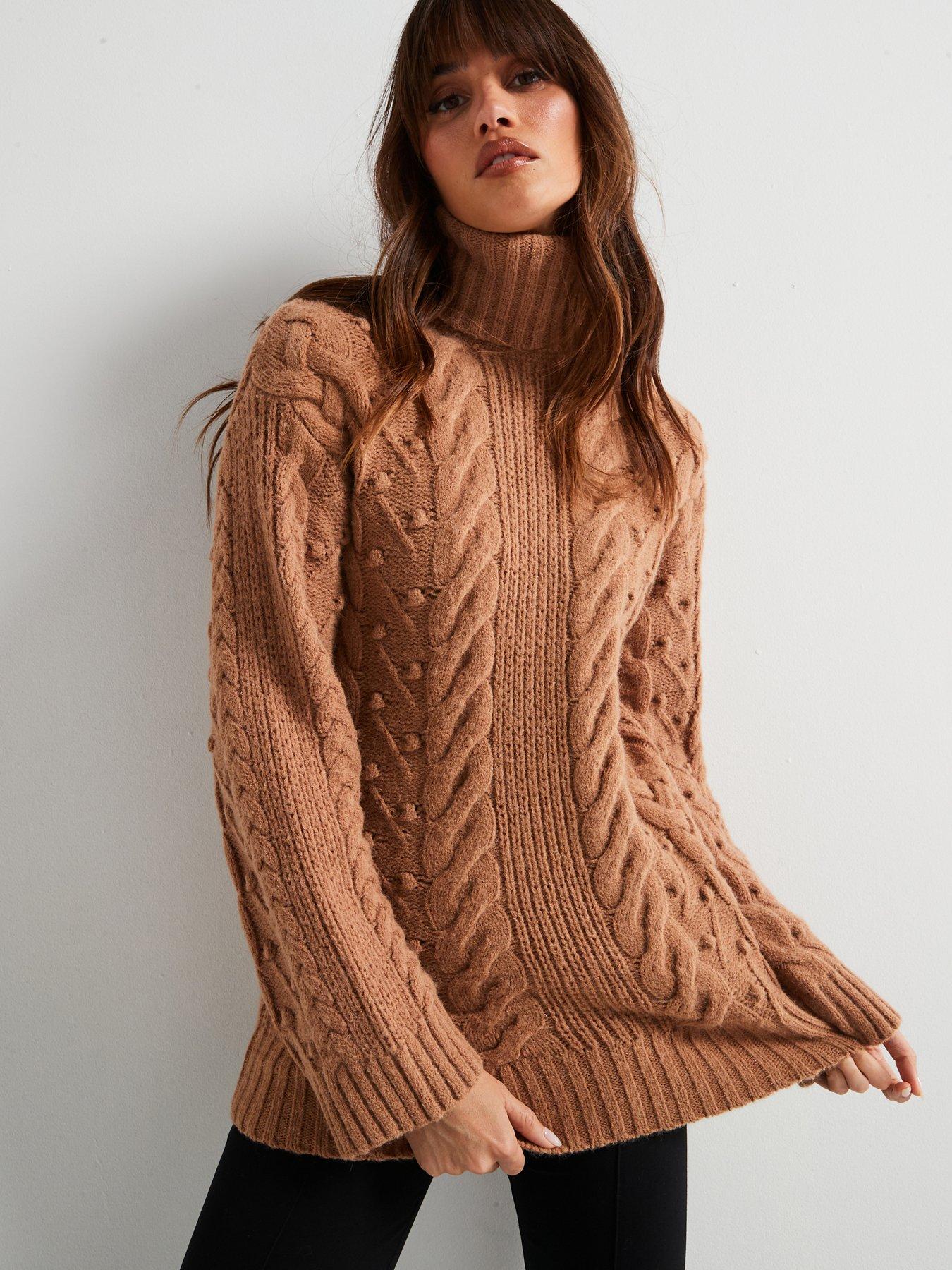 v-by-very-roll-neck-cable-knit-longline-jumper-beige