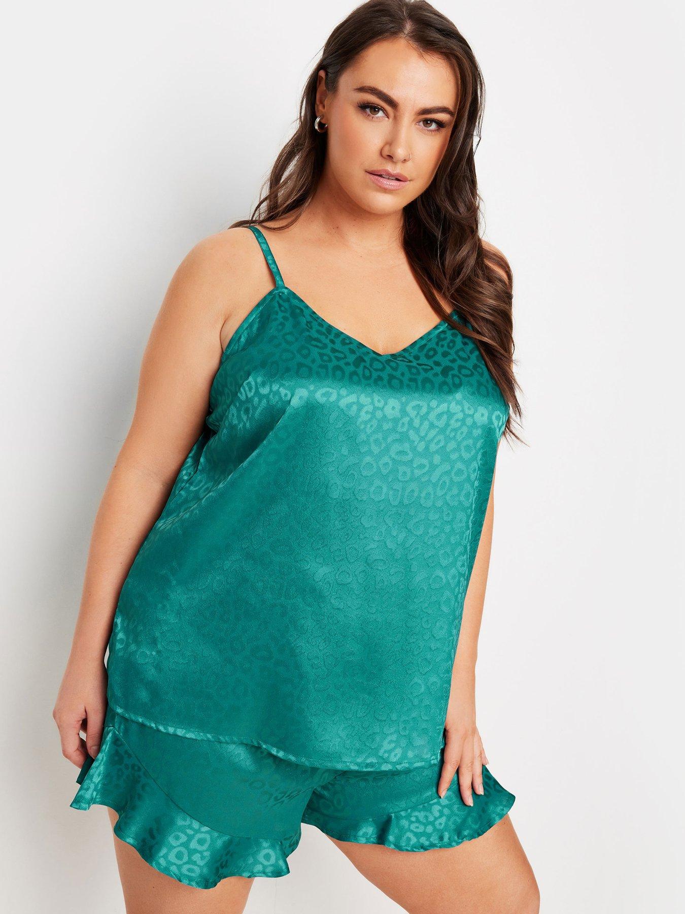 yours-curve-satin-jacquard-pj-set-green