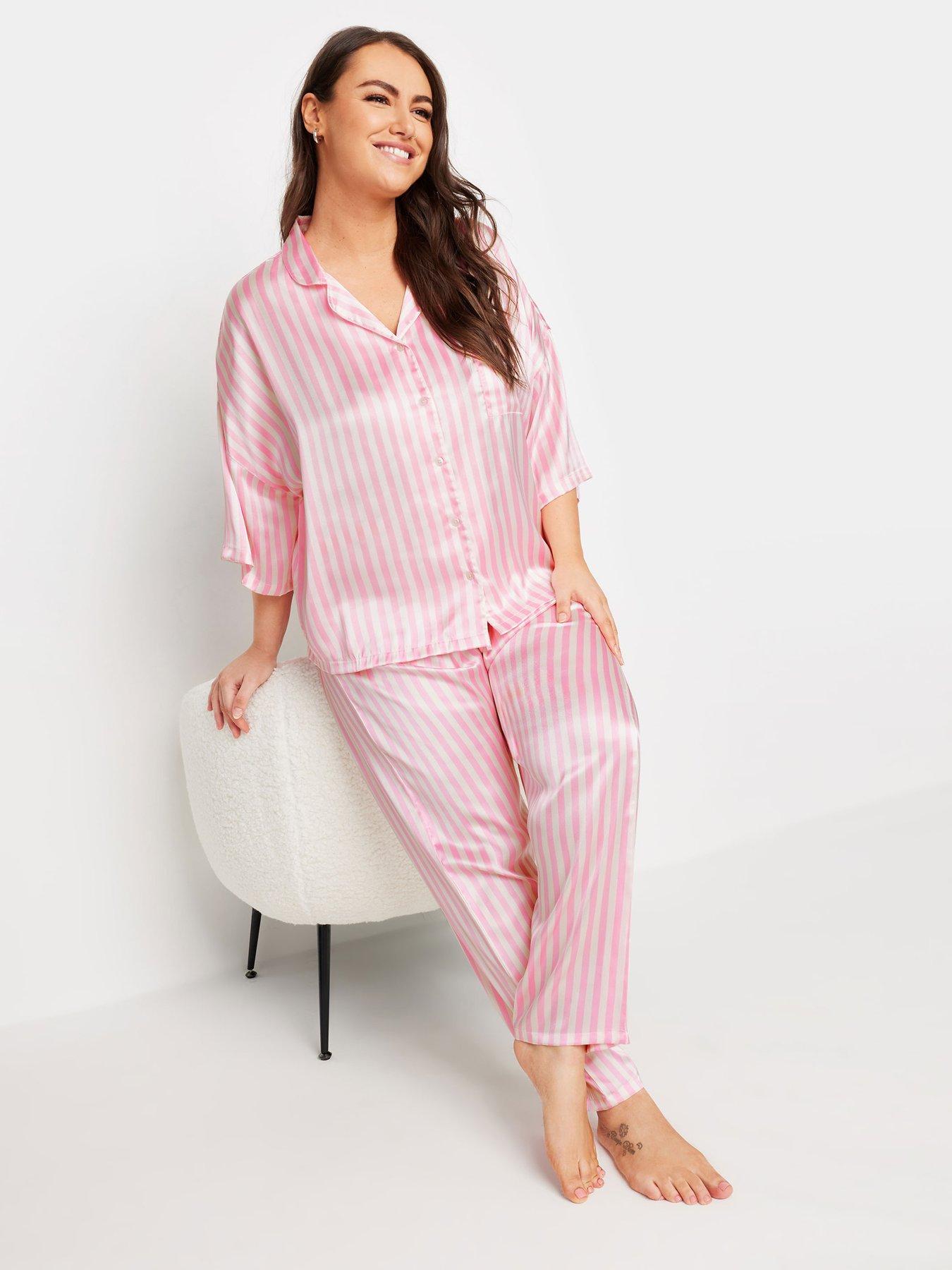 yours-curve-satin-stripe-pj-set-pink