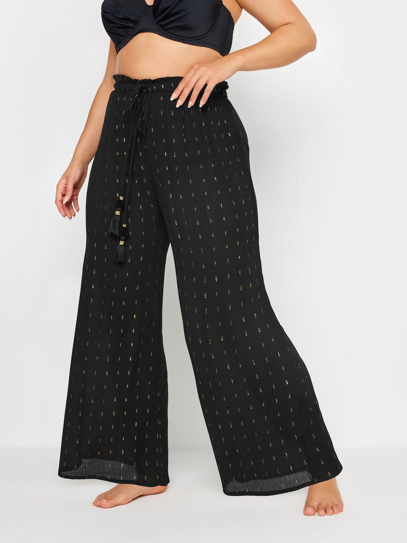 yours-curve-metallic-tassel-beach-trouser-black