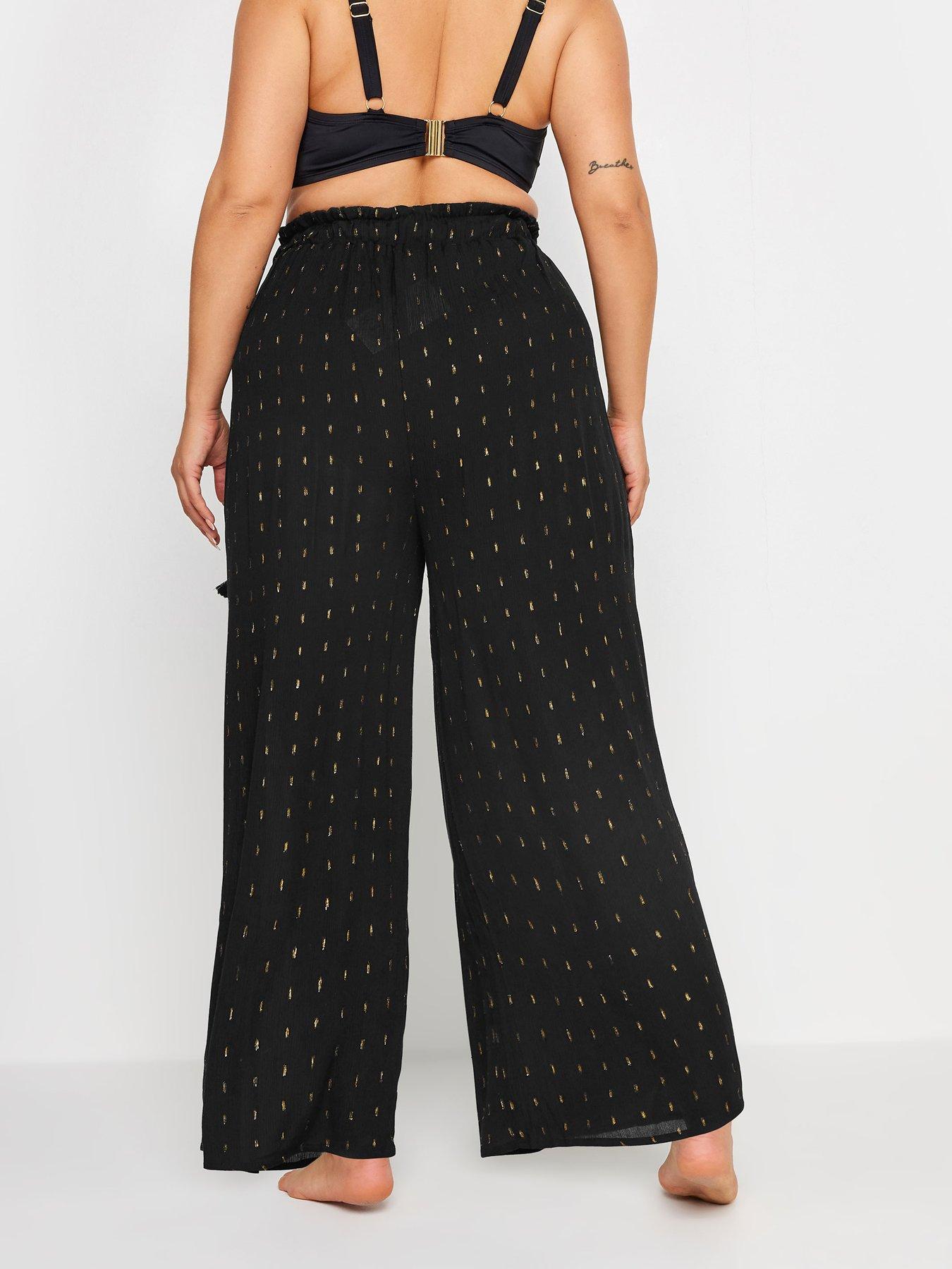 yours-curve-metallic-tassel-beach-trouser-blackstillFront