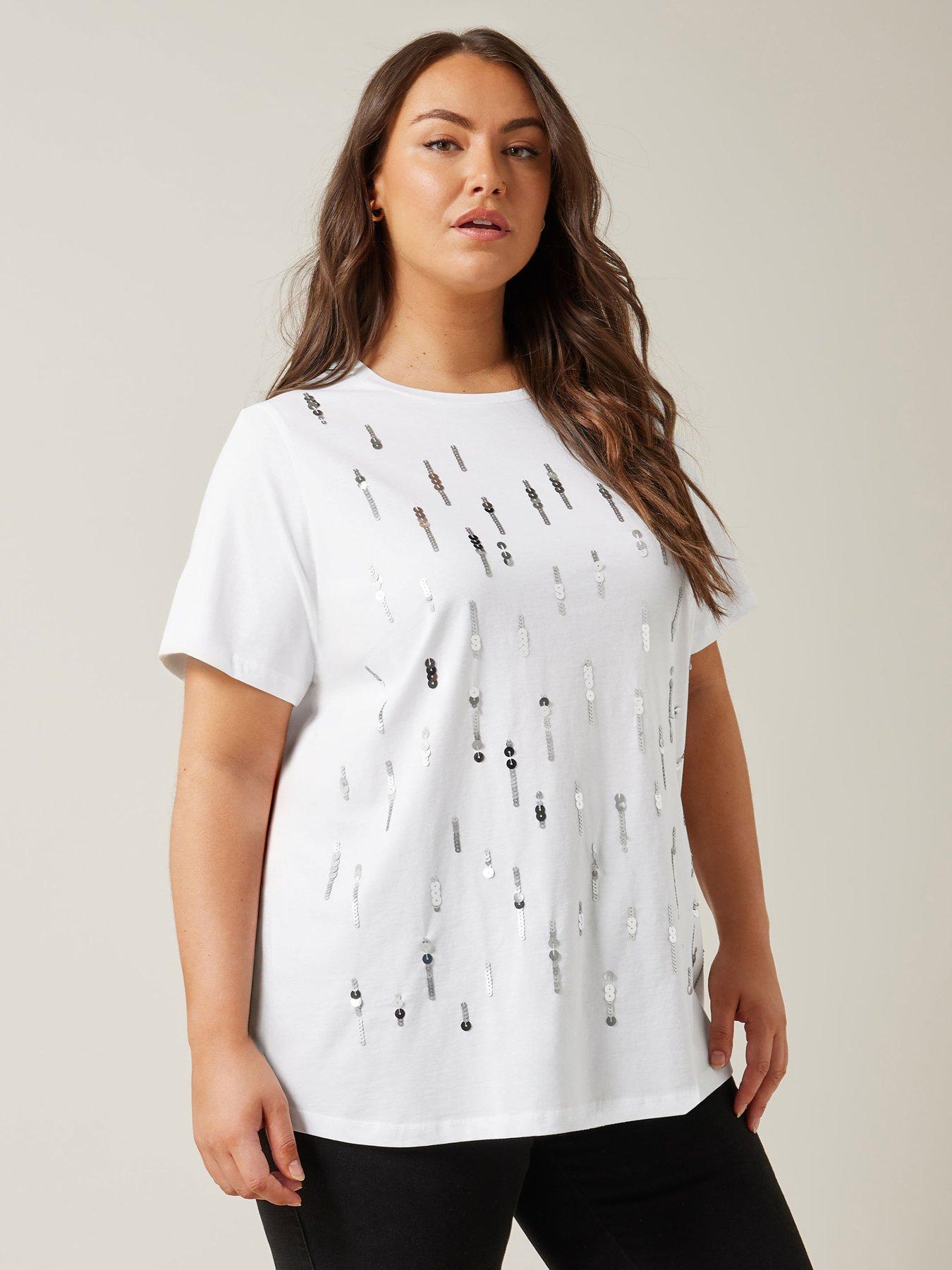 evans-short-sleeve-sequin-embellishment-t-shirt-white