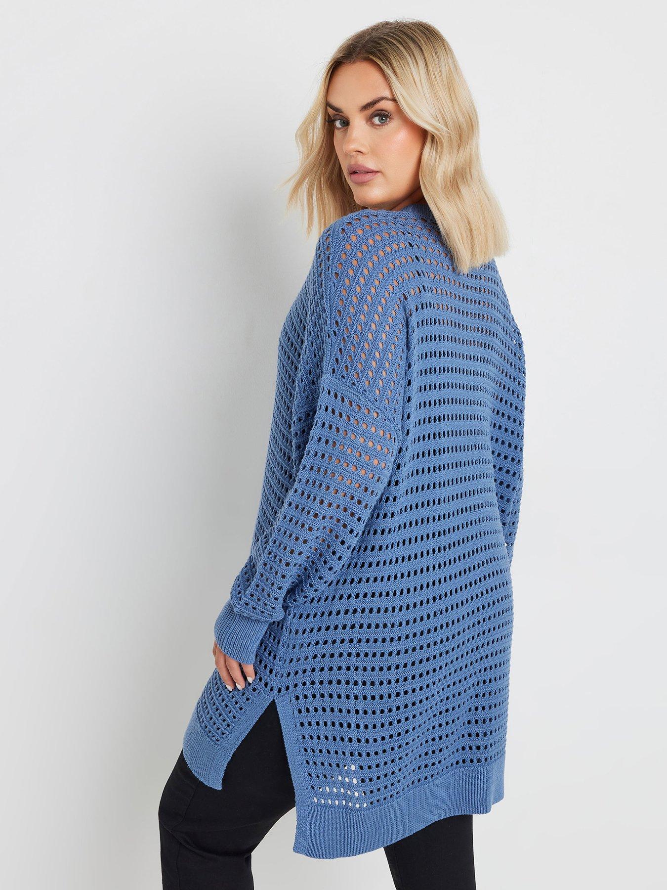 yours-curve-side-split-mesh-jumper-bluestillFront