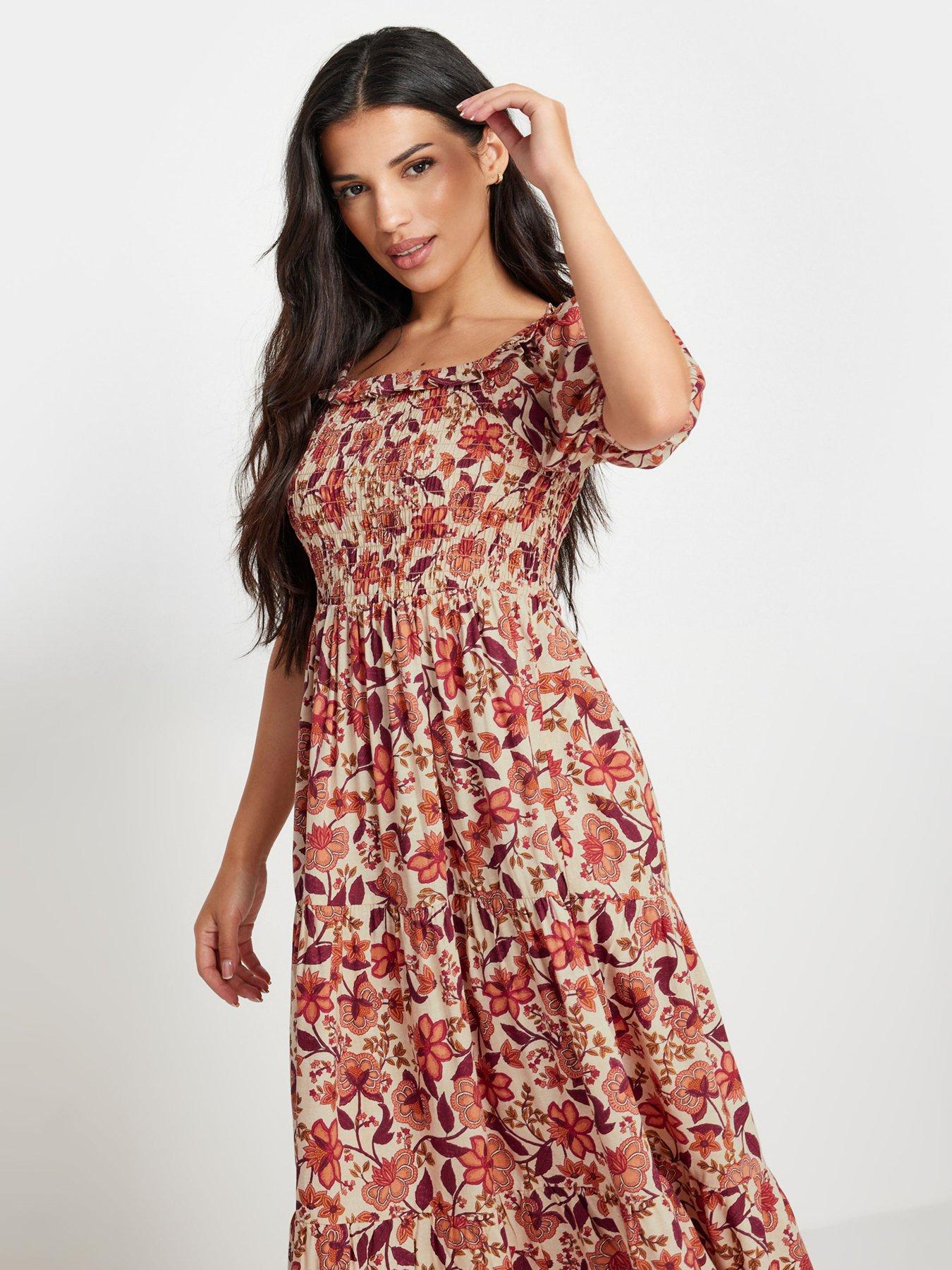 pixiegirl-puff-sleeve-tiered-midi-dress-orangeback