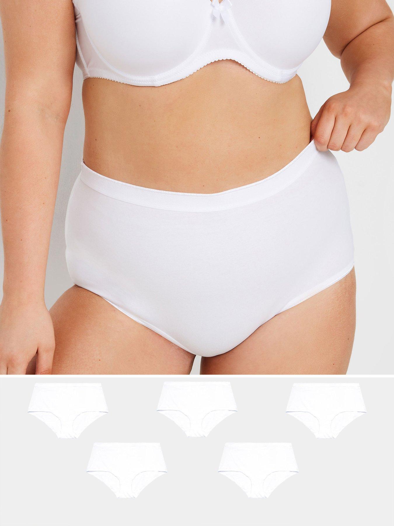 Image 1 of 4 of Yours Curve 5 Pack Stretch Full Briefs - White