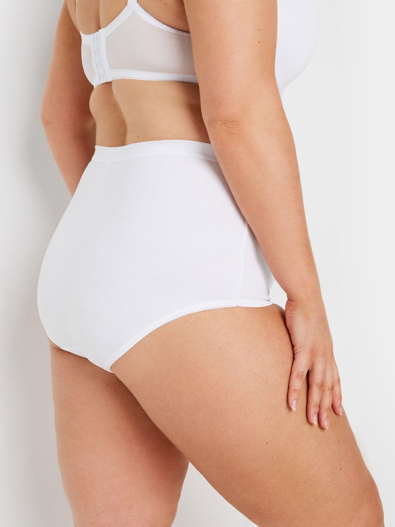 Image 2 of 4 of Yours Curve 5 Pack Stretch Full Briefs - White