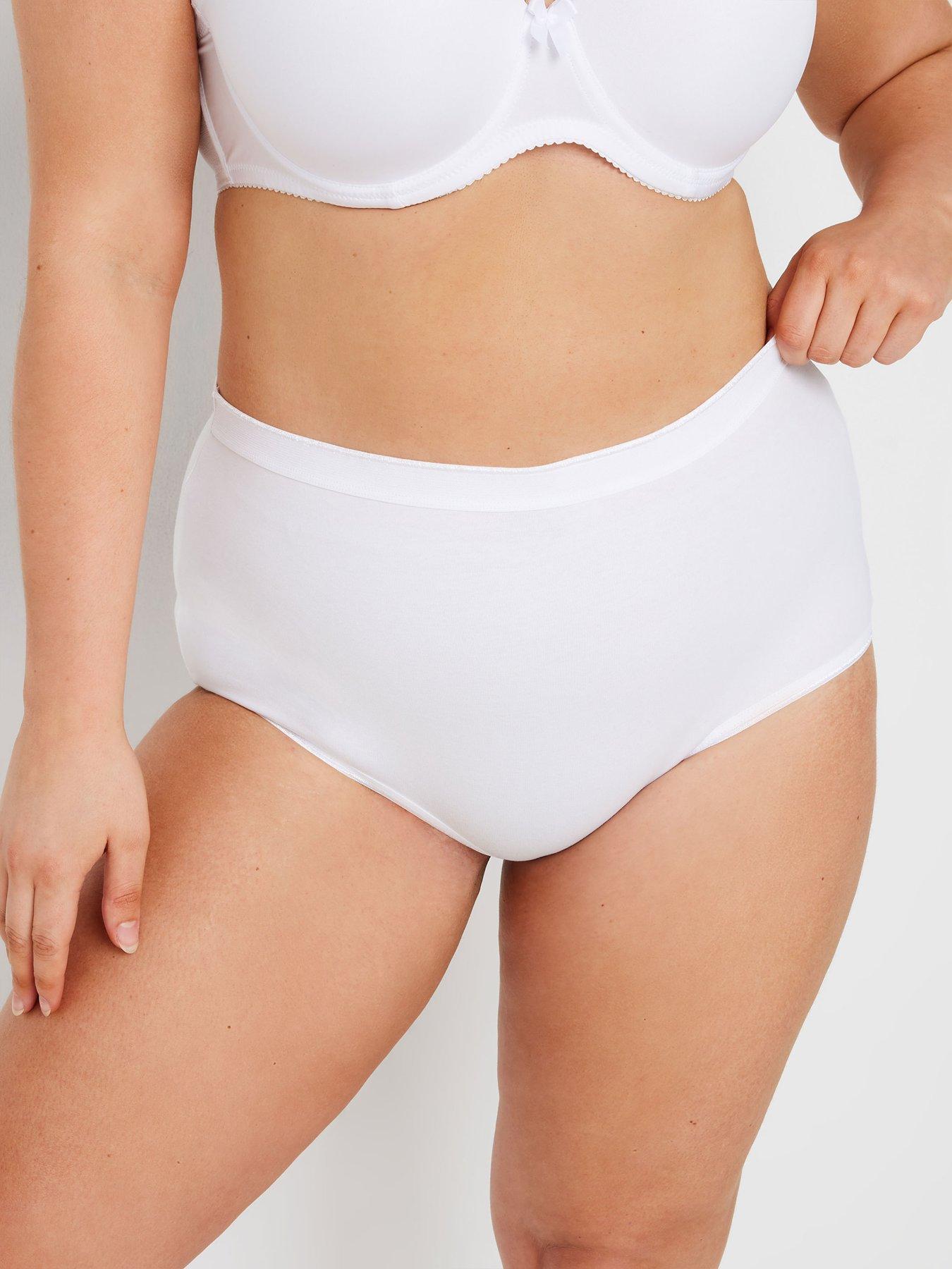 Image 3 of 4 of Yours Curve 5 Pack Stretch Full Briefs - White