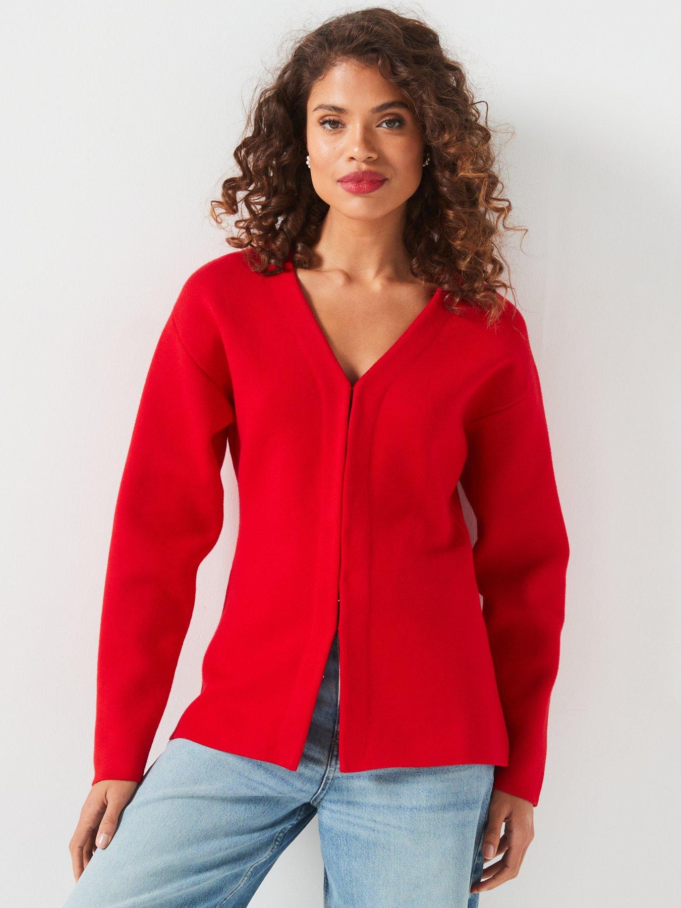 v-by-very-v-neck-fitted-longline-cardigan-red