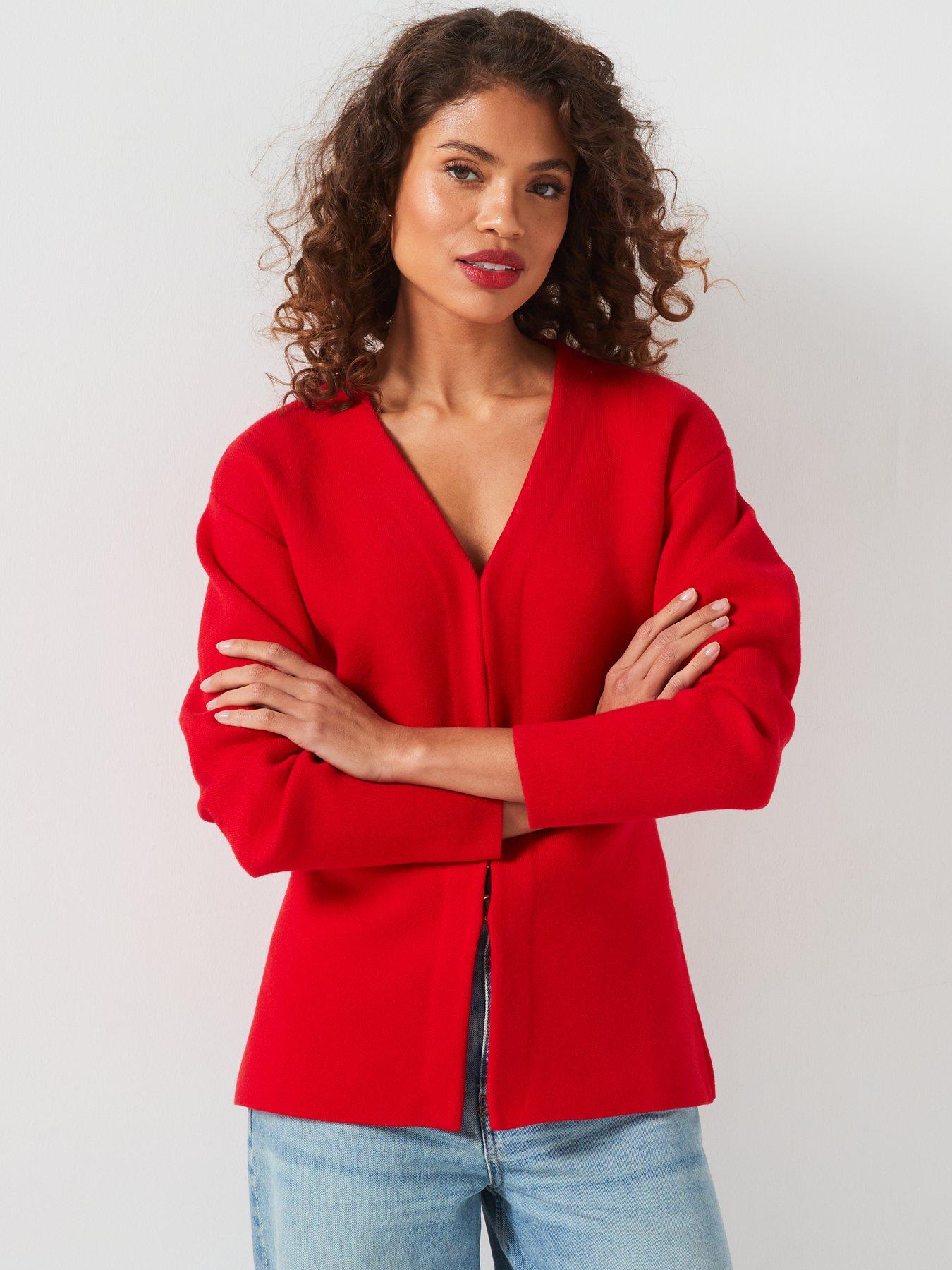 v-by-very-v-neck-fitted-longline-cardigan-reddetail