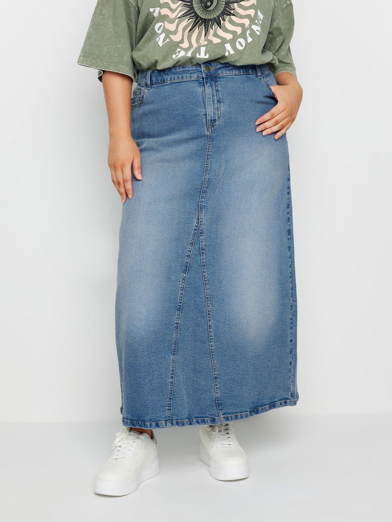 Image 1 of 4 of Yours Curve Denim Maxi Skirt