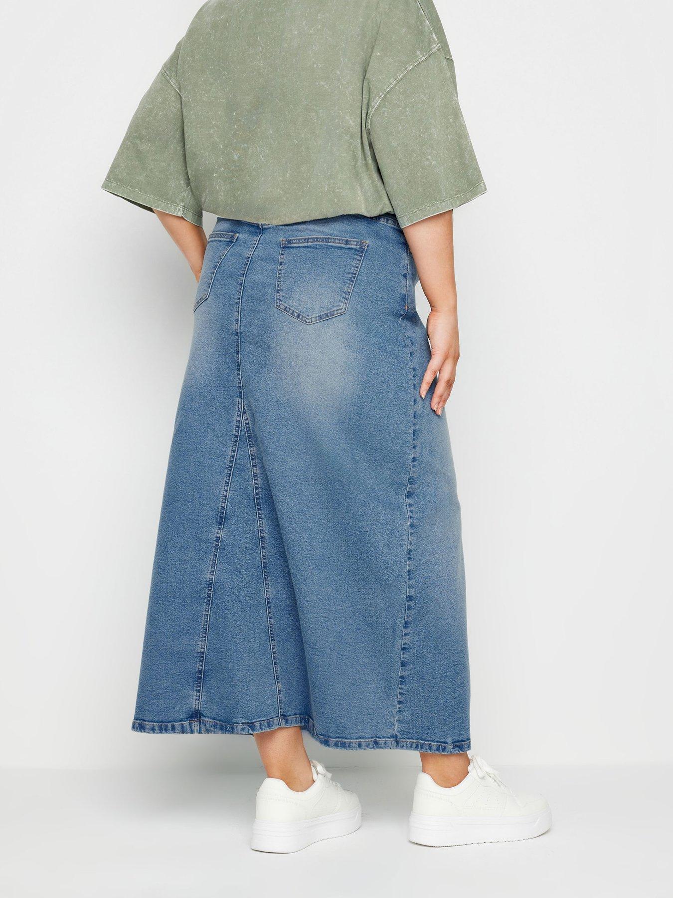 Image 2 of 4 of Yours Curve Denim Maxi Skirt