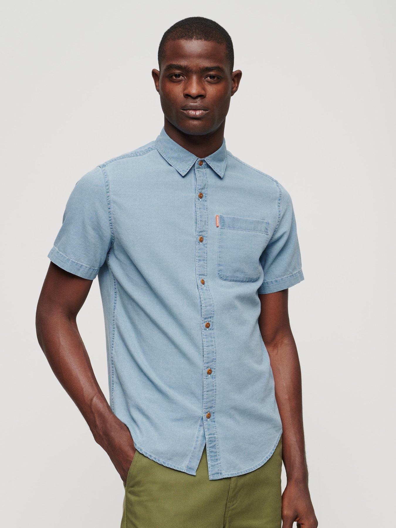 undefined Superdry Vintage Loom Short Sleeve Denim Shirt - Blue