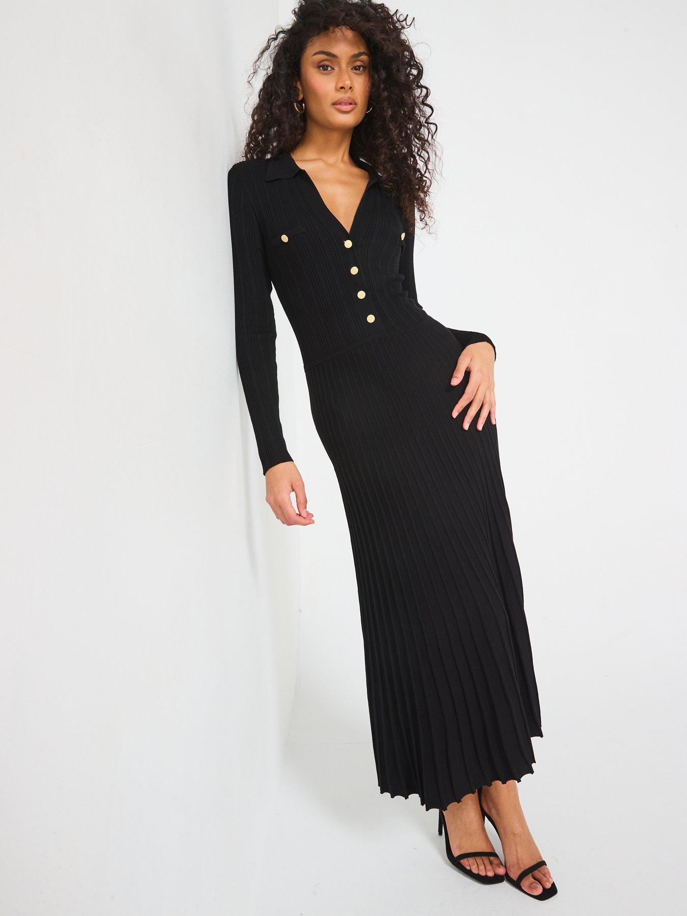 v-by-very-button-down-fit-amp-flare-midi-dress-blackback