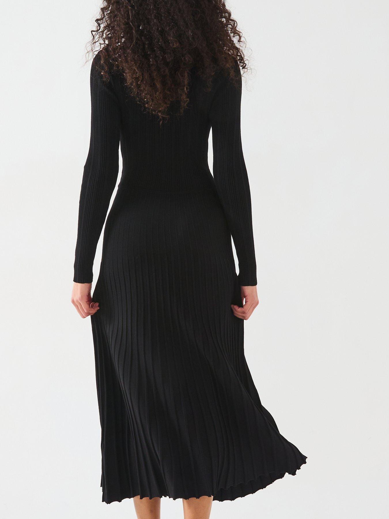 v-by-very-button-down-fit-amp-flare-midi-dress-blackdetail